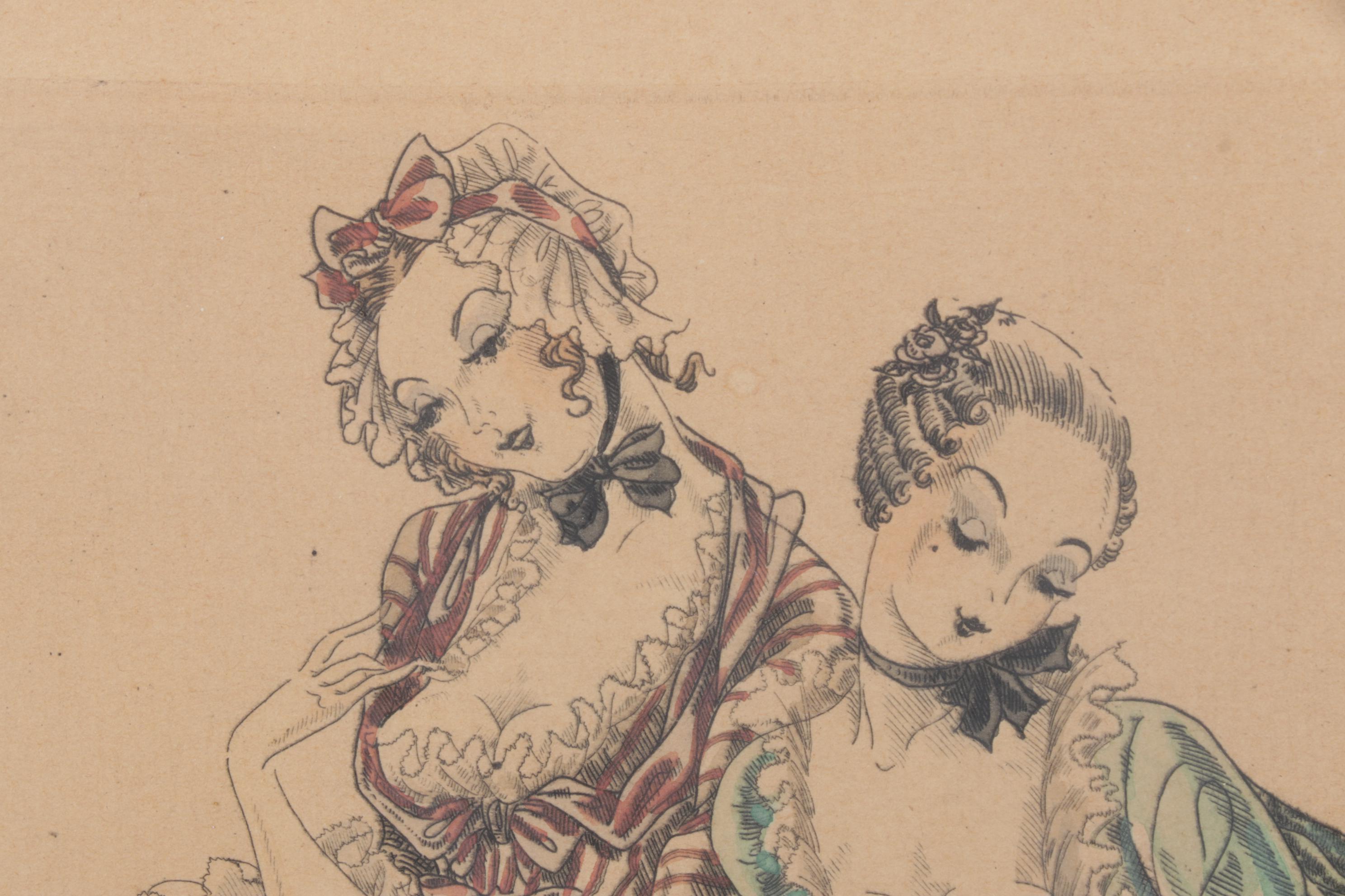 Hand-Colored Etching after Kurt Hilscher "Der Kunstfreund", Early to Mid-20th C.