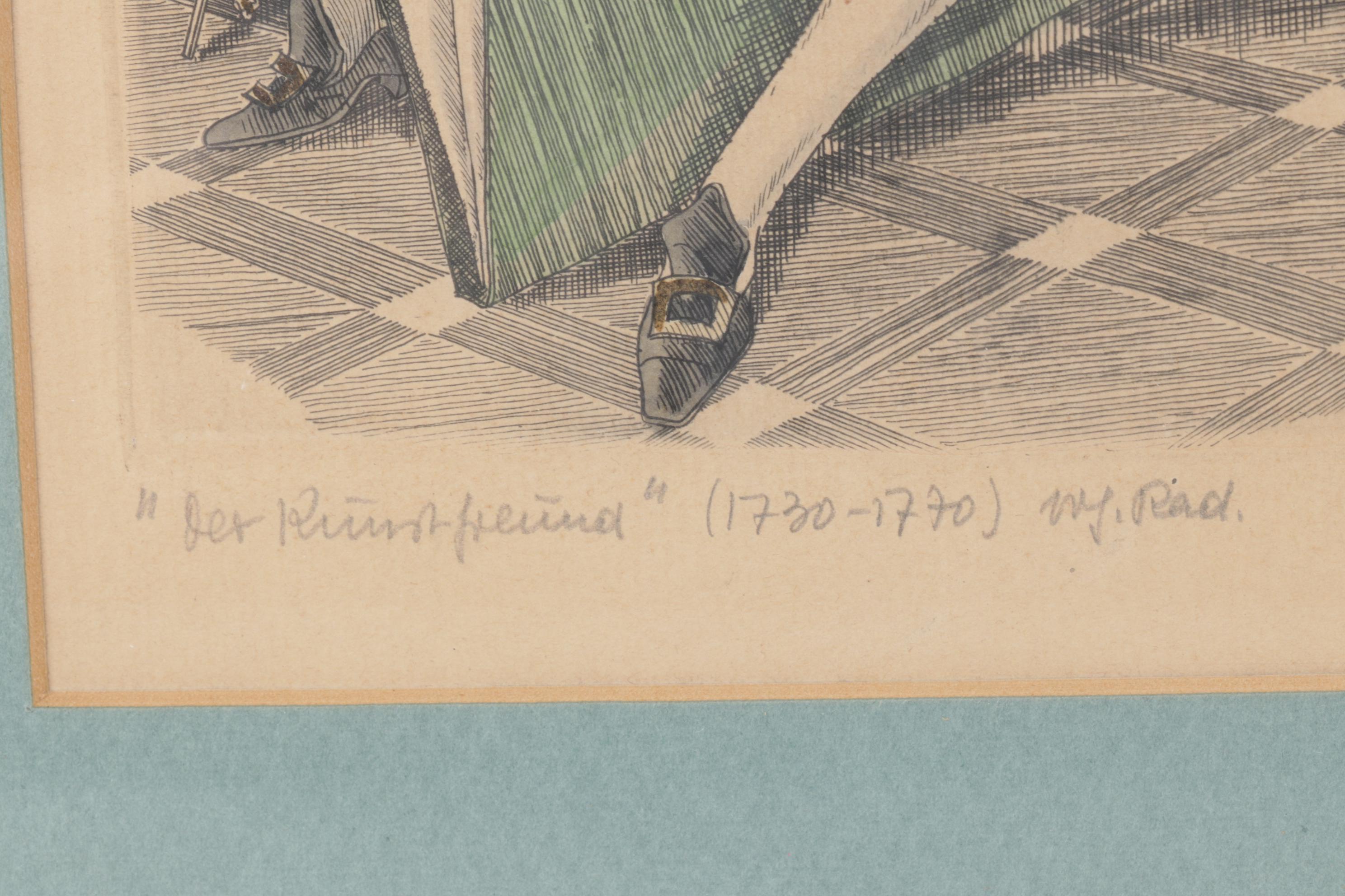 Hand-Colored Etching after Kurt Hilscher "Der Kunstfreund", Early to Mid-20th C.