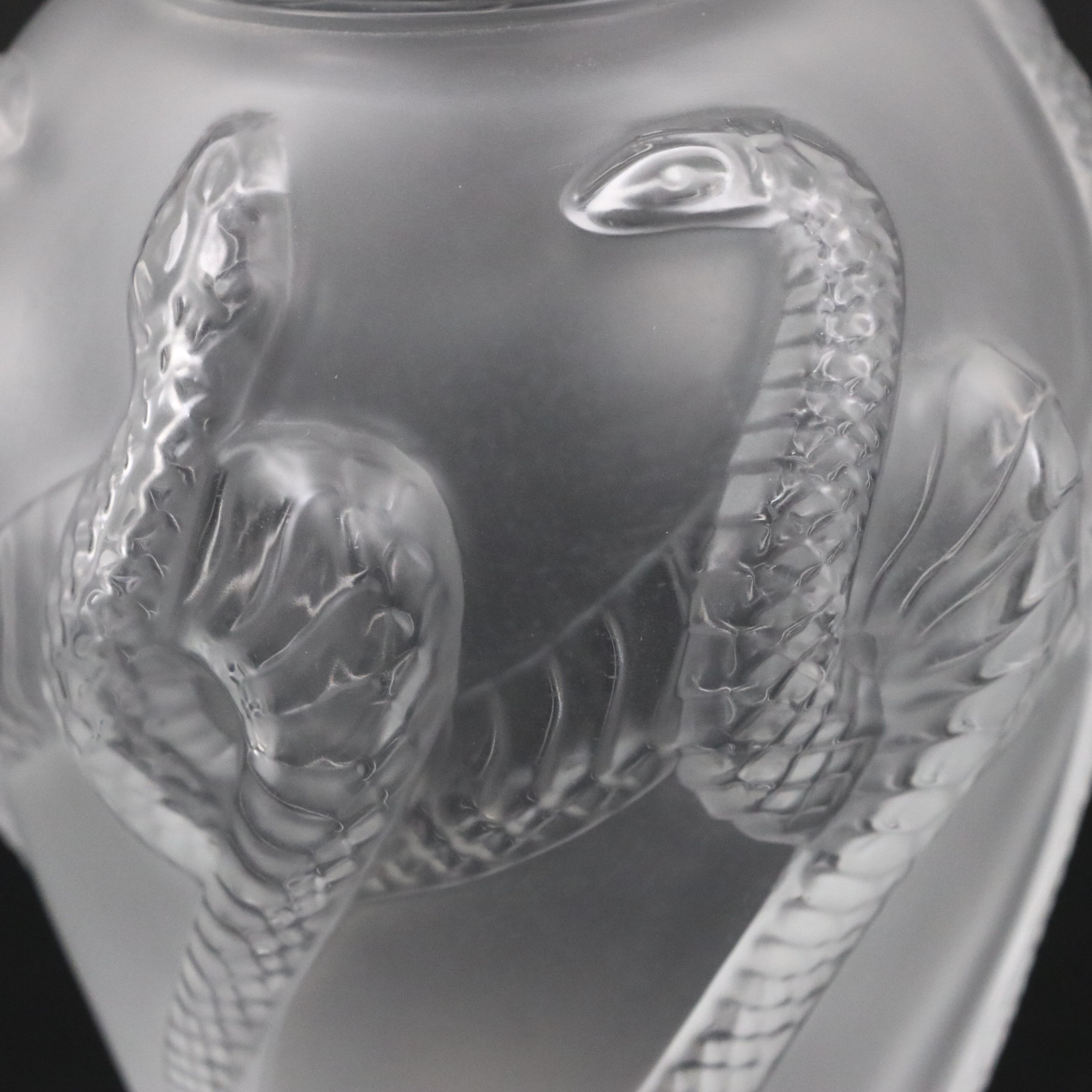 Lalique "Charmeur" Frosted and Clear Crystal Serpent Vase