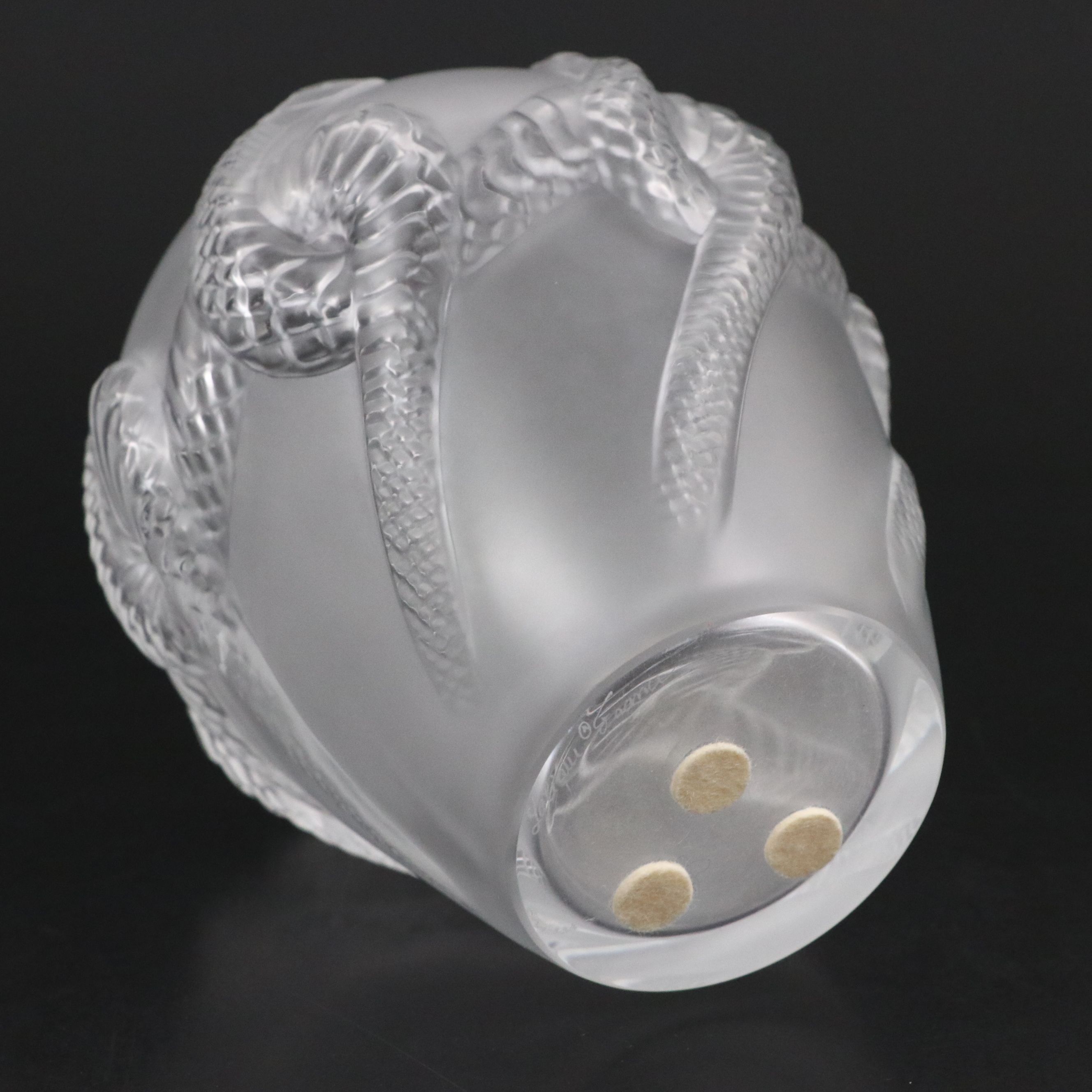 Lalique "Charmeur" Frosted and Clear Crystal Serpent Vase