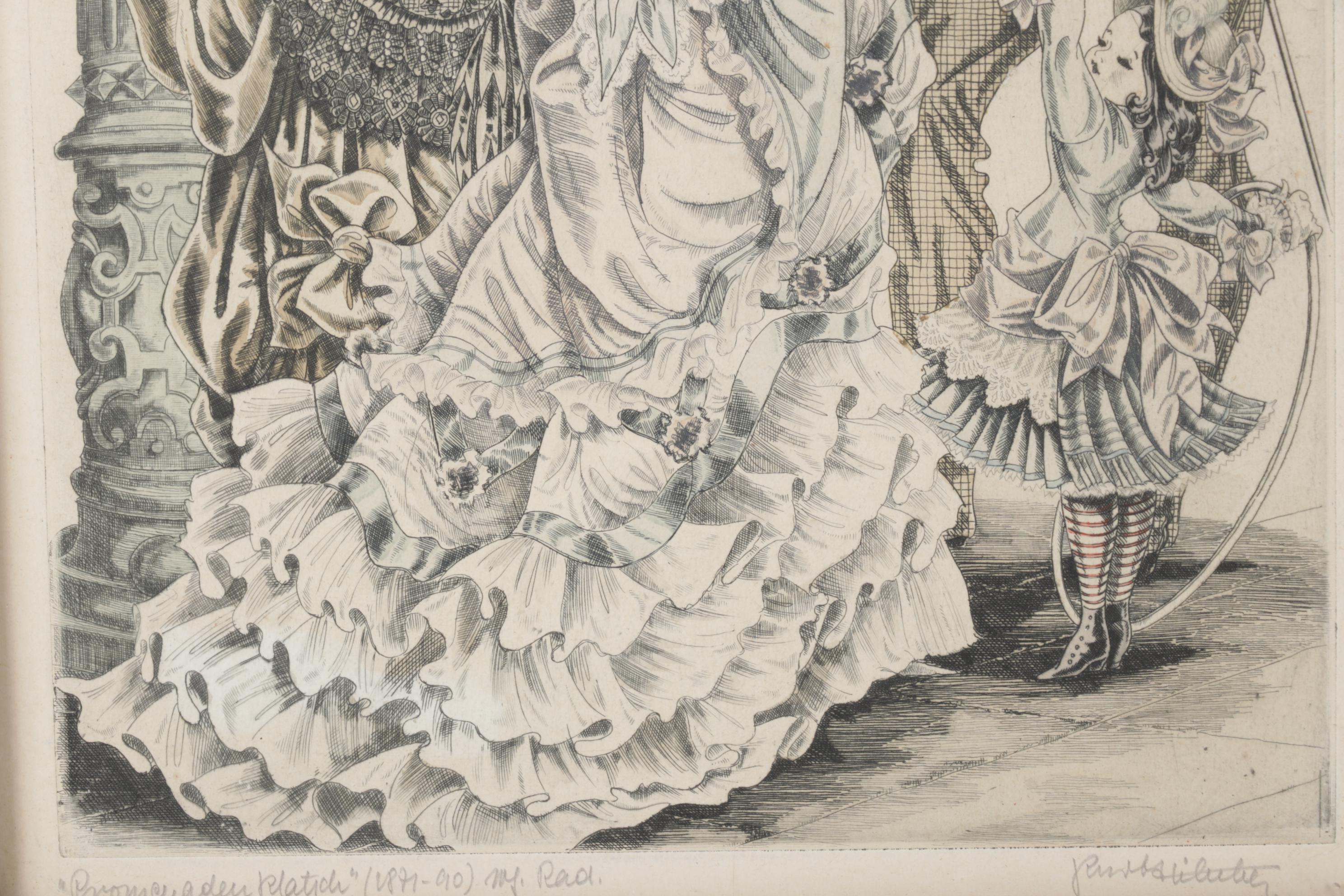 Hand-Colored Etching after Kurt Hilscher "Promenade Walker"