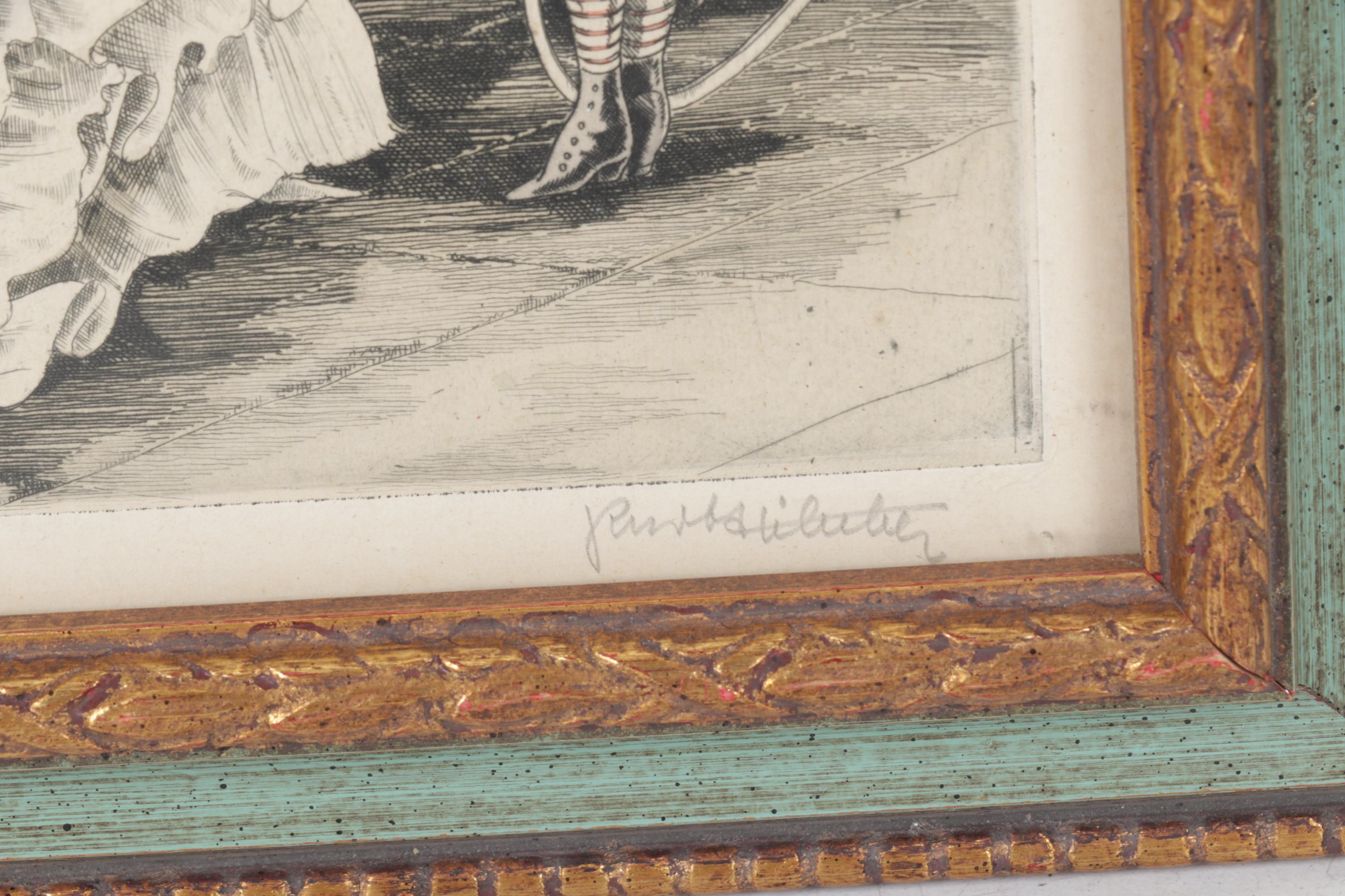 Hand-Colored Etching after Kurt Hilscher "Promenade Walker"