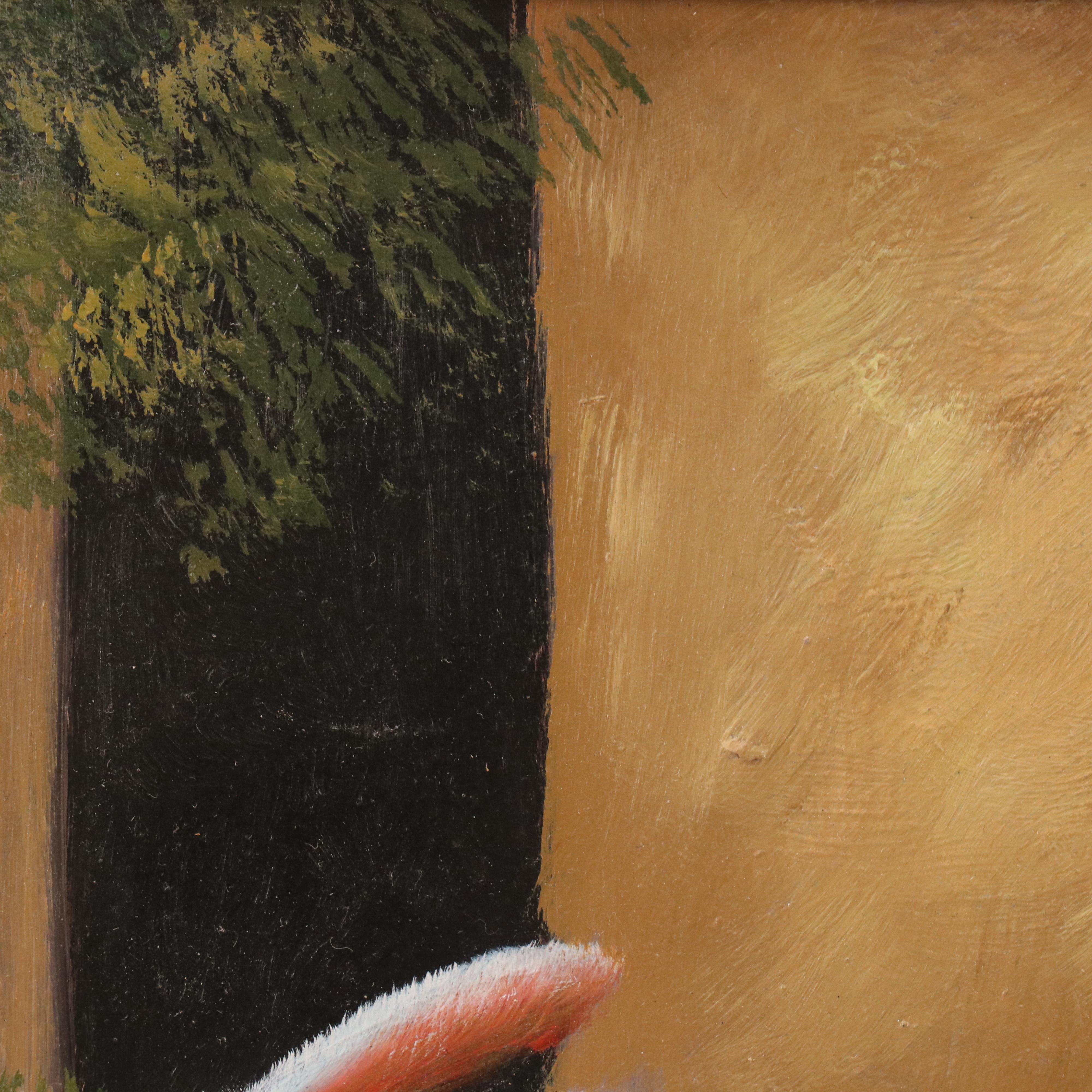 Wall-Mounted Hidden Key Holder with Oil Painting of Rabbits