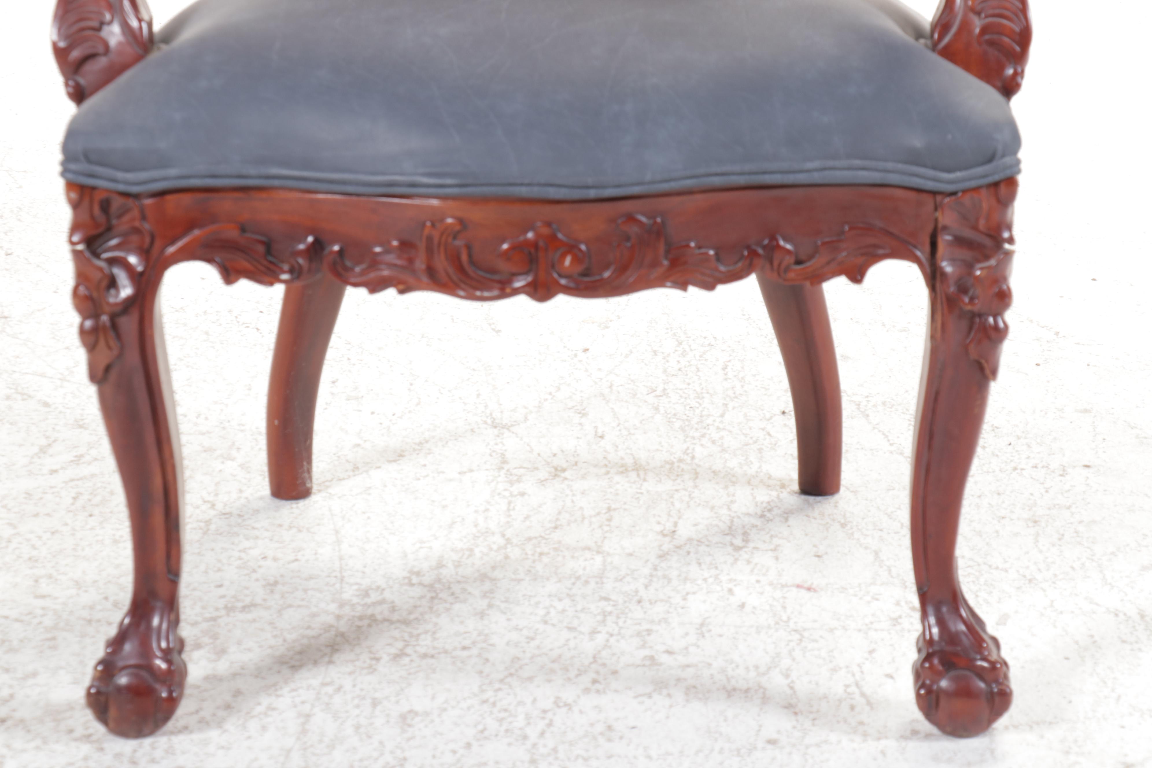Pair of American Empire Revival Carved Eagle Mahogany Armchairs