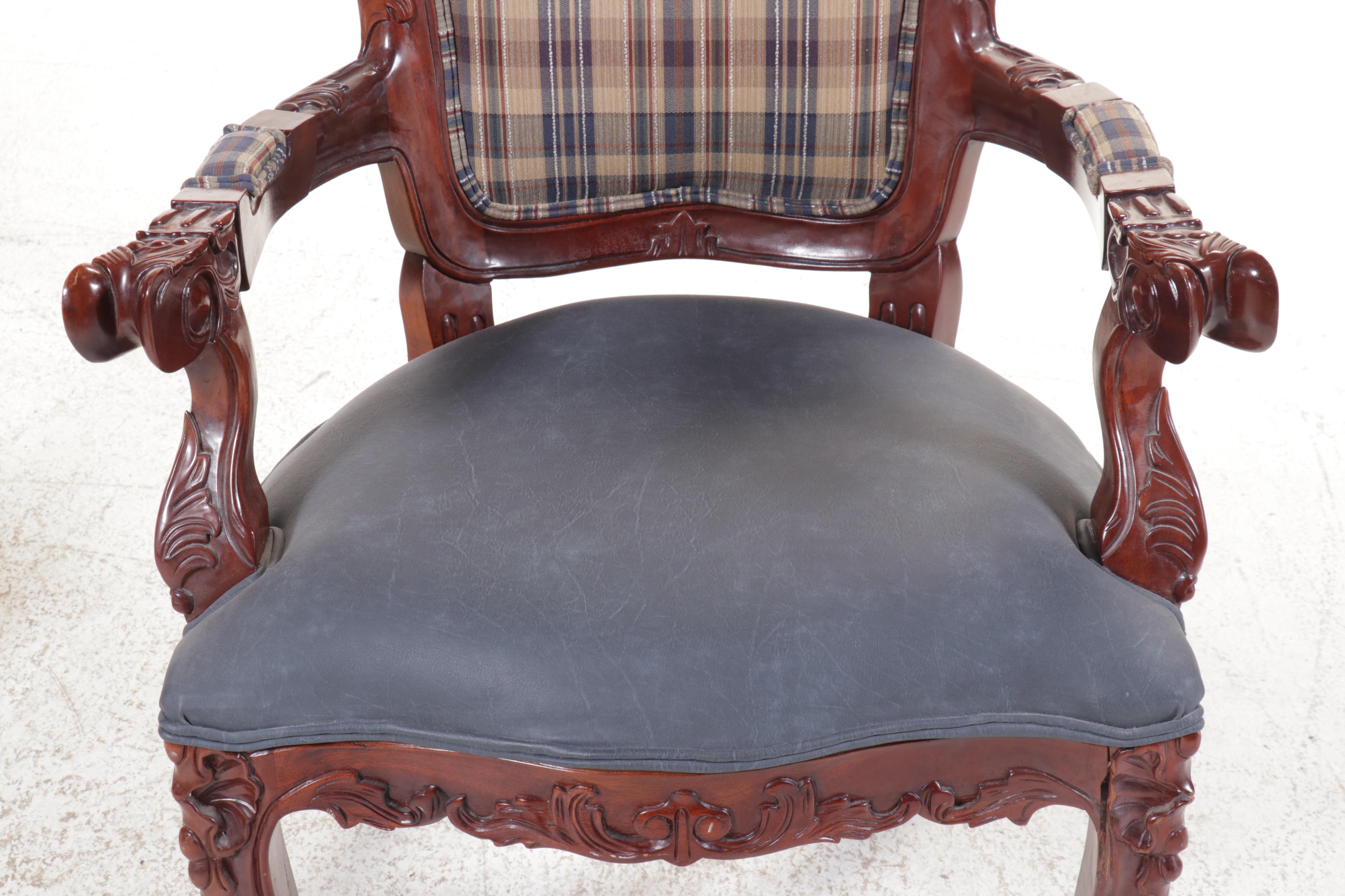 Pair of American Empire Revival Carved Eagle Mahogany Armchairs