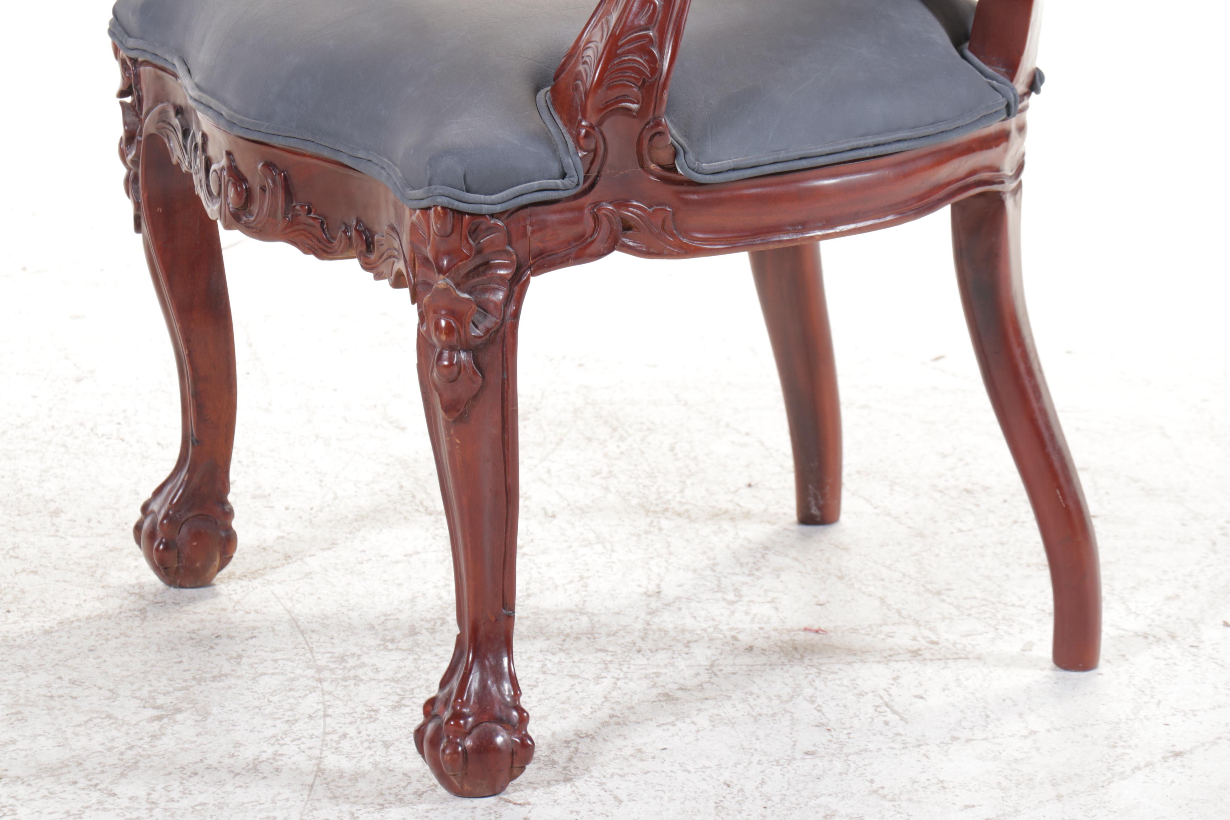 Pair of American Empire Revival Carved Eagle Mahogany Armchairs