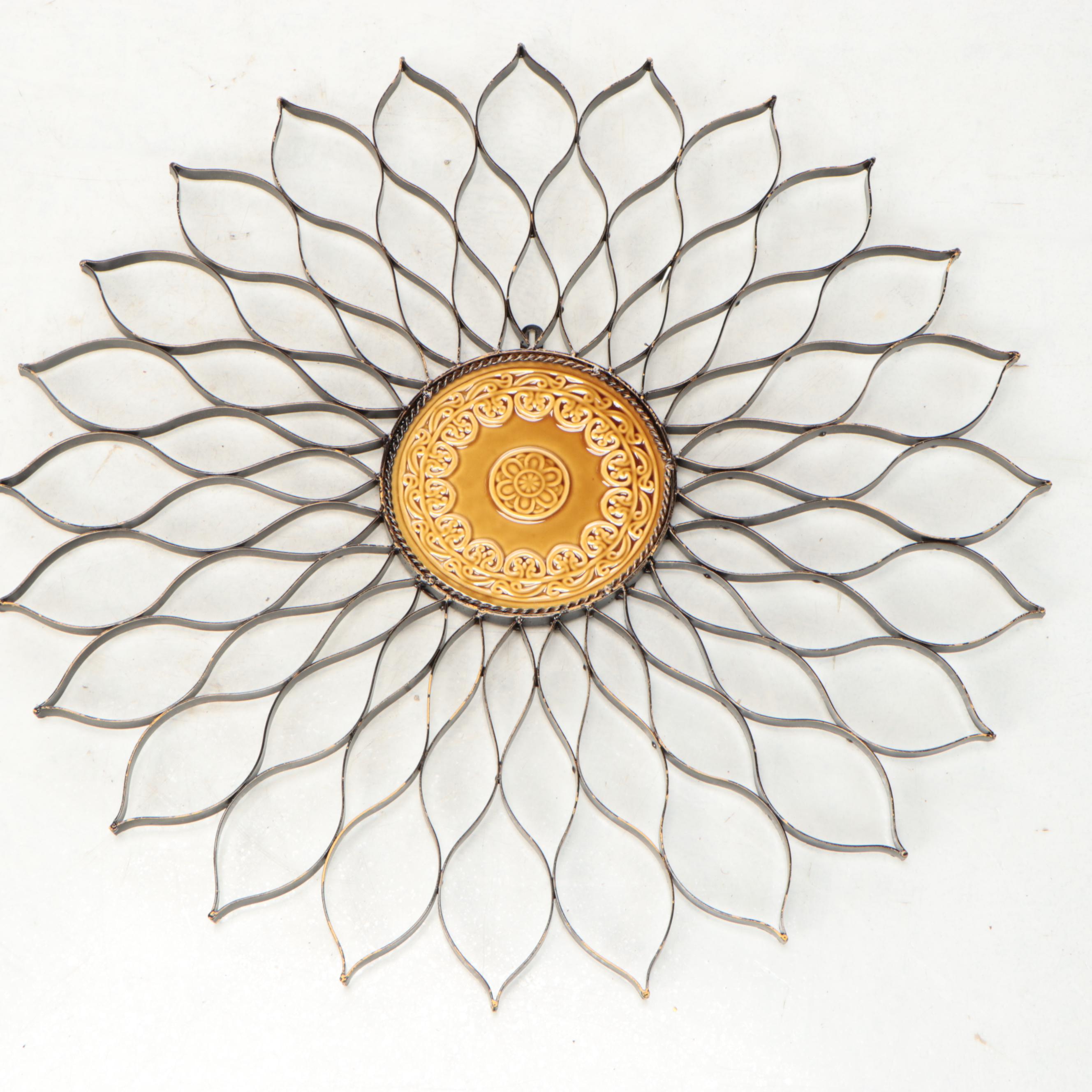 Abstract Metal and Flower Shaped Wall Plaques