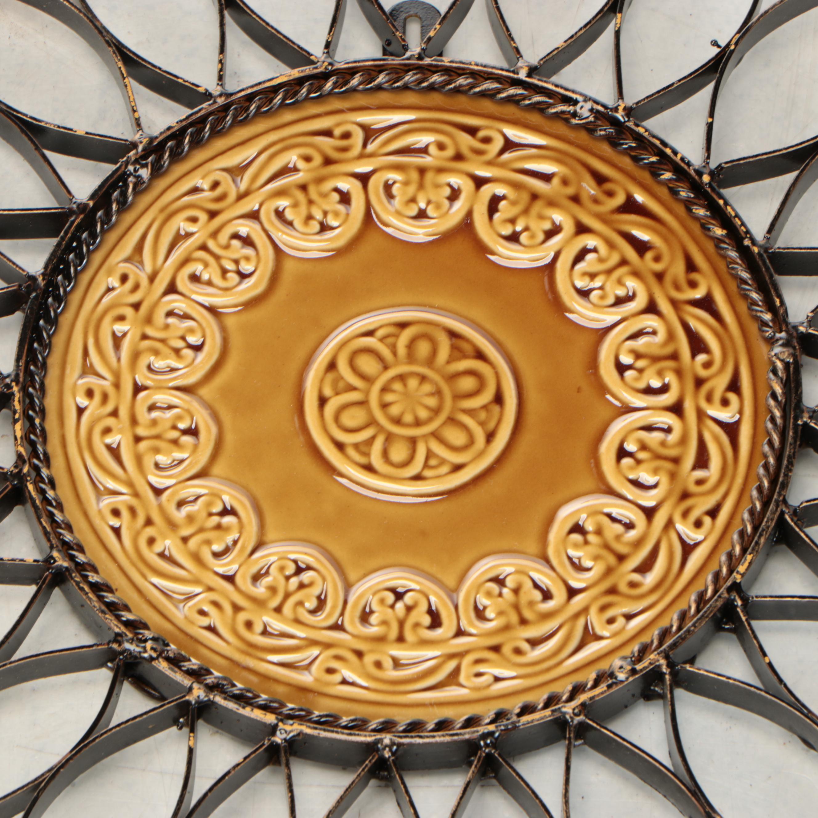 Abstract Metal and Flower Shaped Wall Plaques