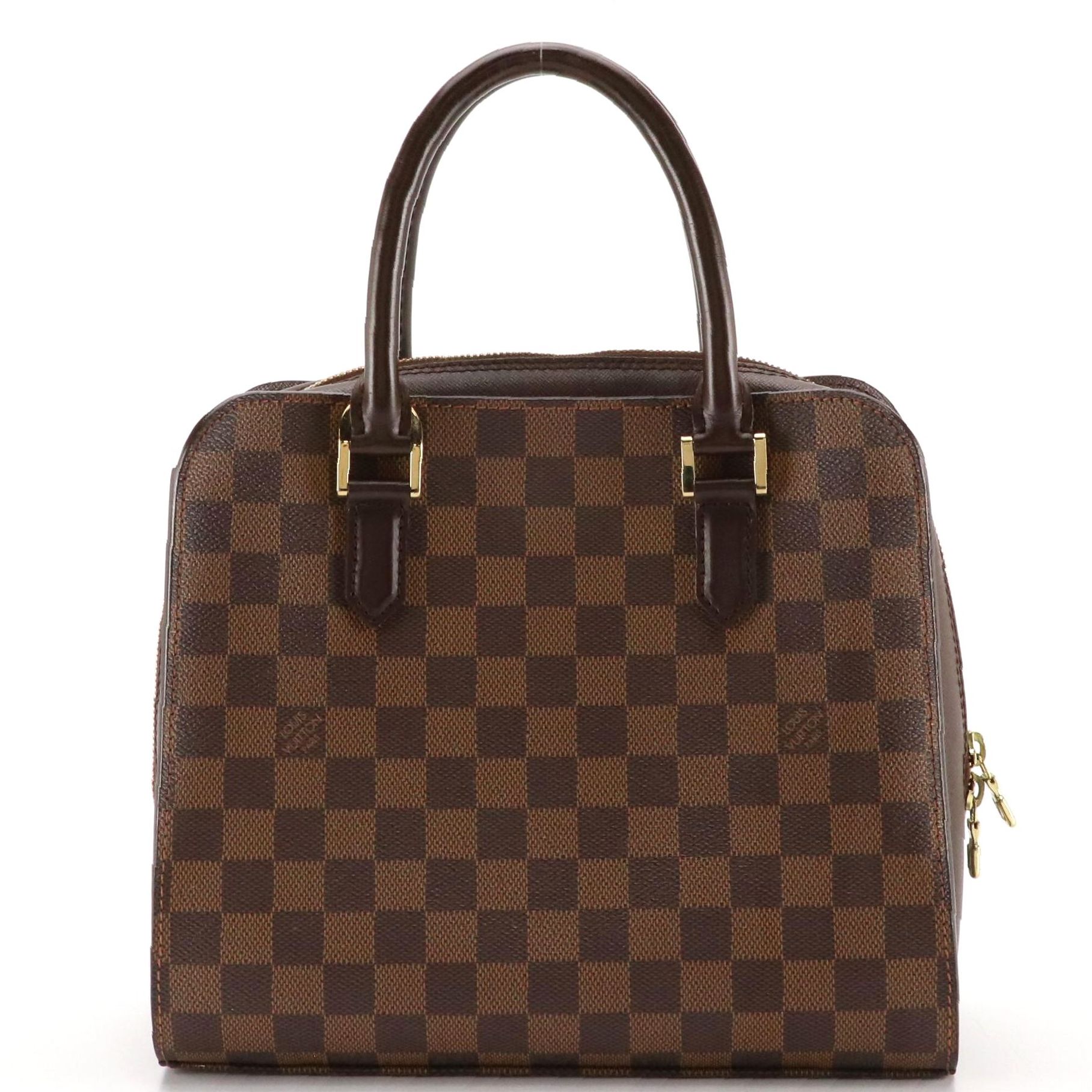 Louis Vuitton Triana Handbag in Damier Ebene Canvas with Leather Trim