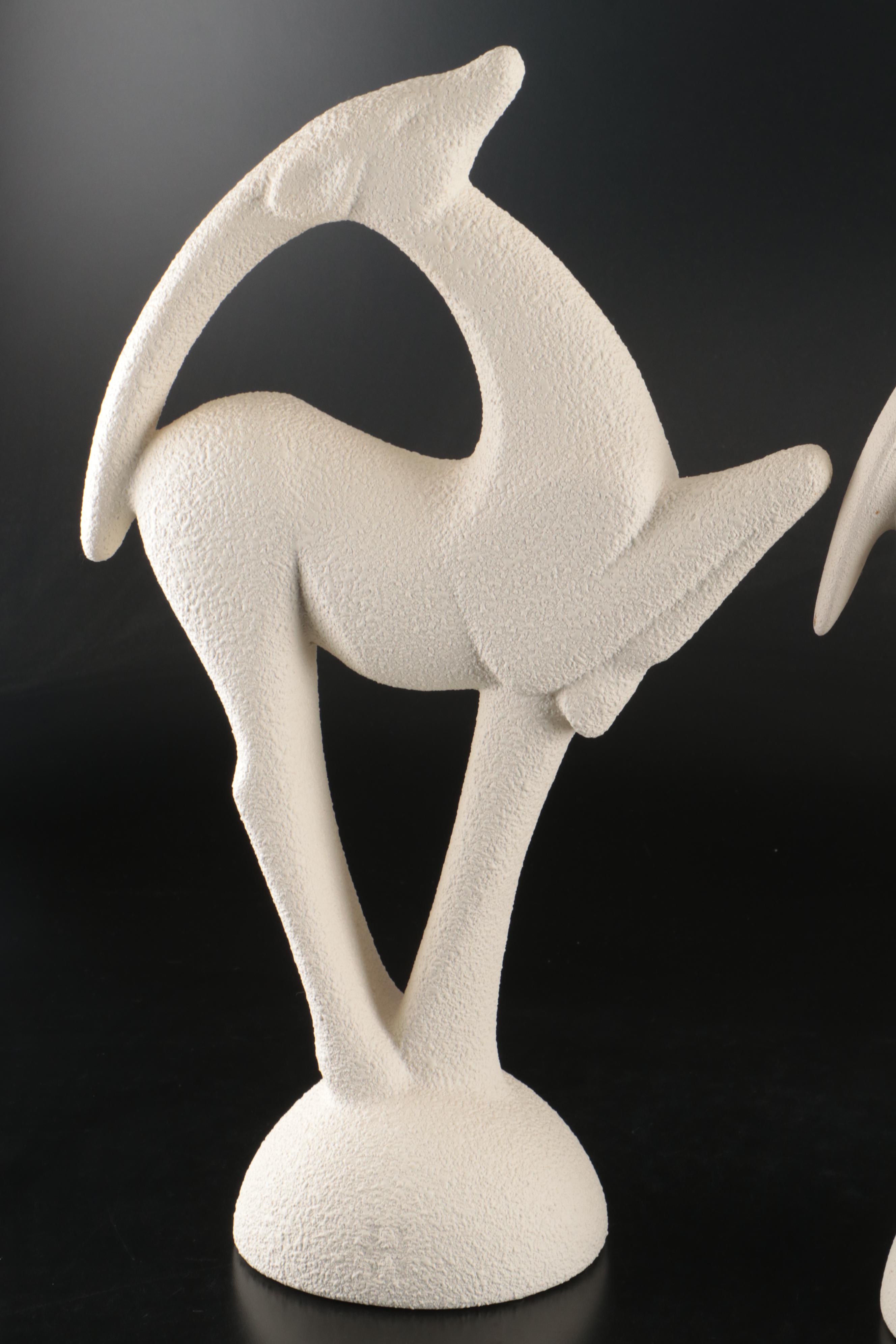 Pair of Haeger Matte Textured Ceramic Gazelles, Late 20th Century