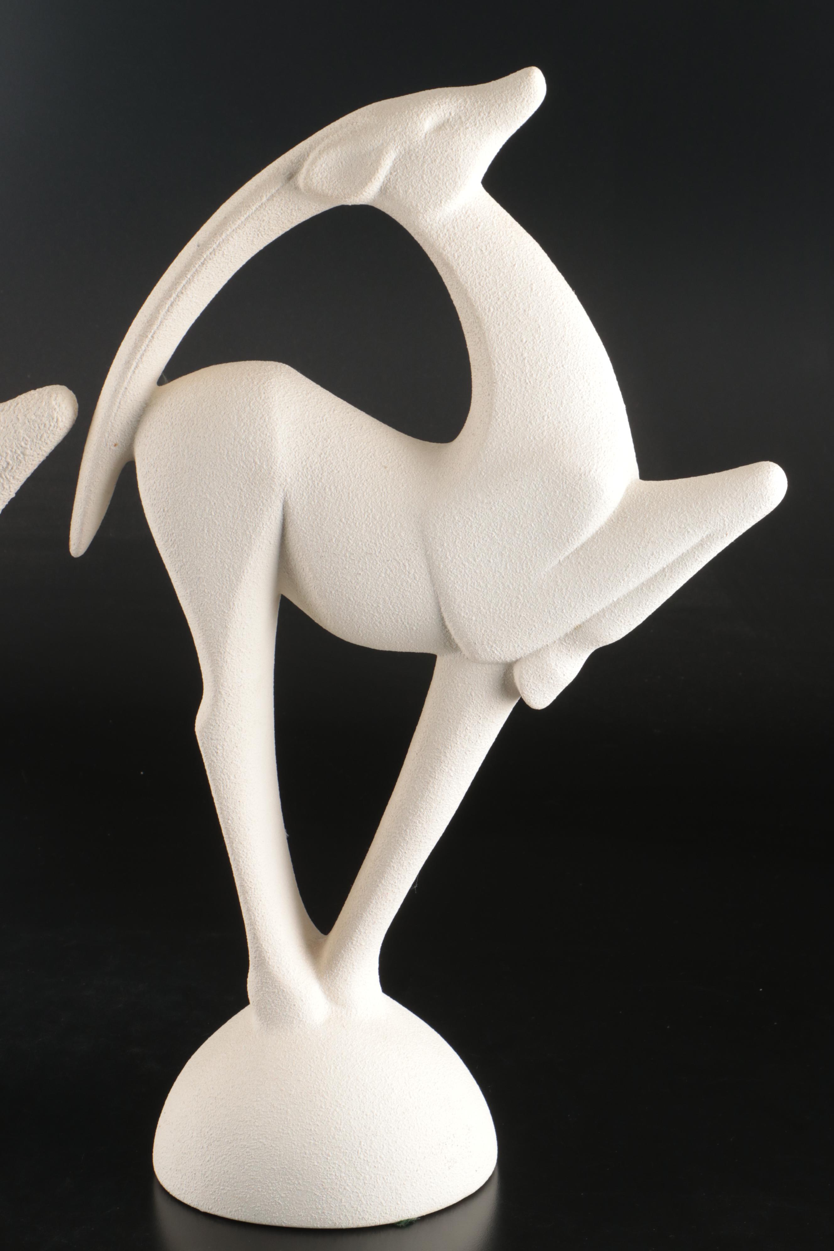 Pair of Haeger Matte Textured Ceramic Gazelles, Late 20th Century