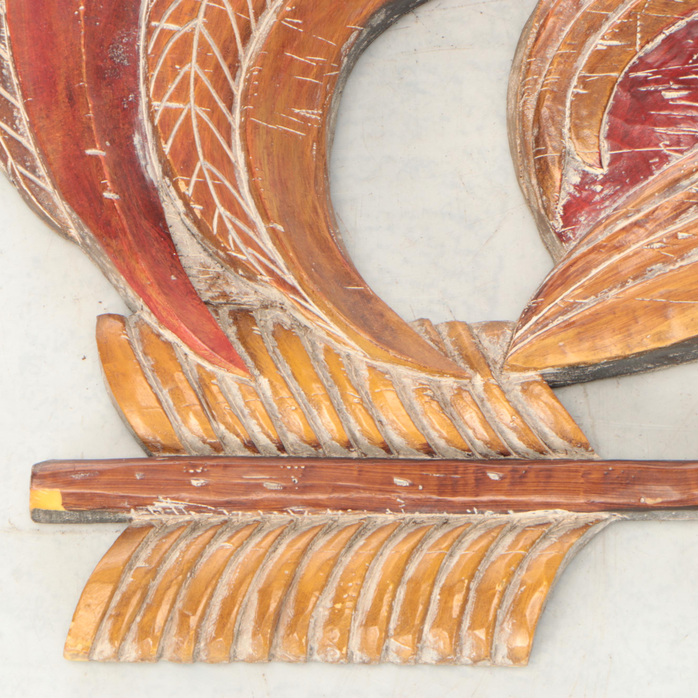 Vanguard Studios Folk Art Style Painted and Carved Wood Rooster and Other Decor