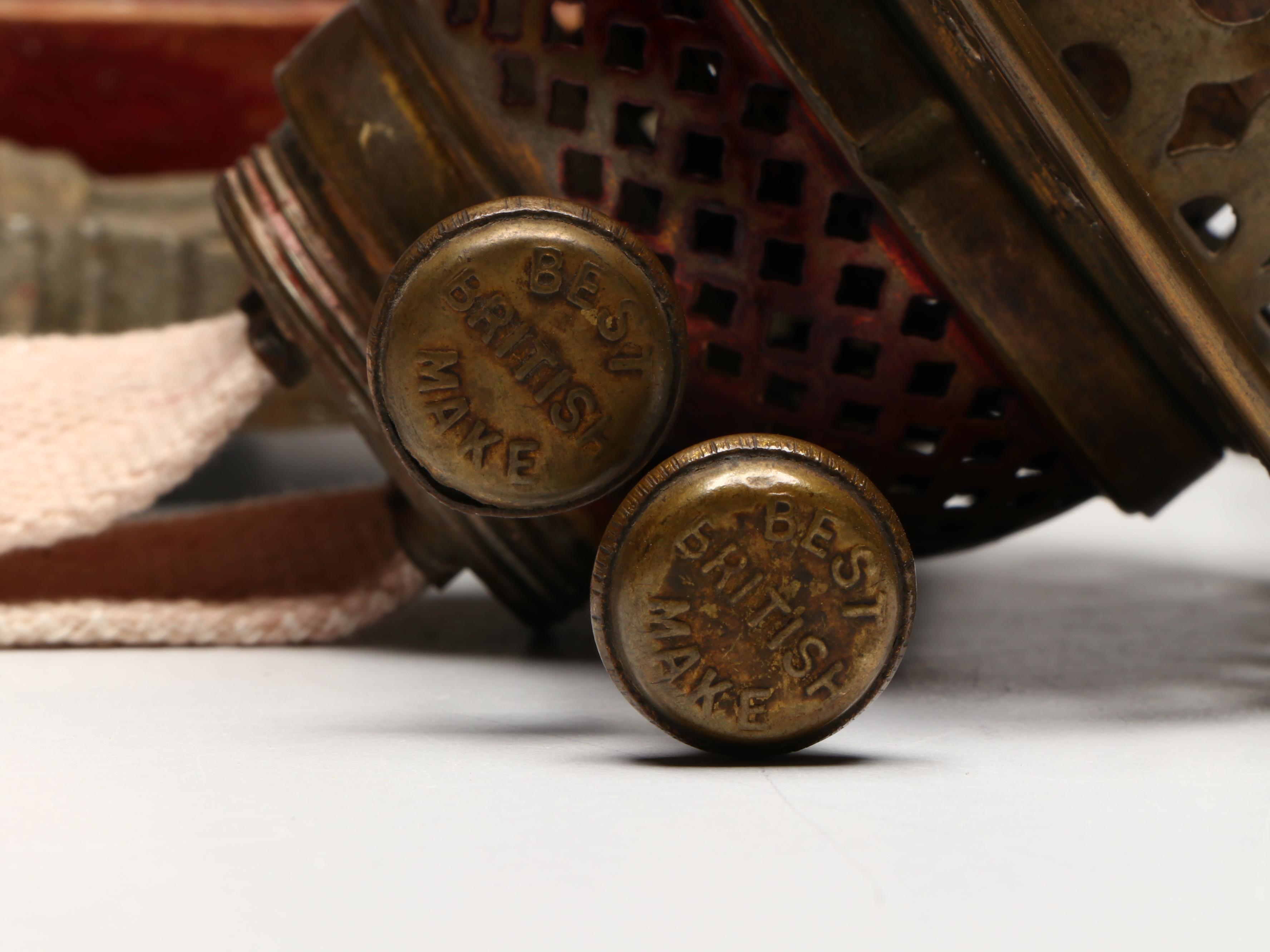 Gilt Metal and Etched Glass Columnar Double Wick Oil Lamps