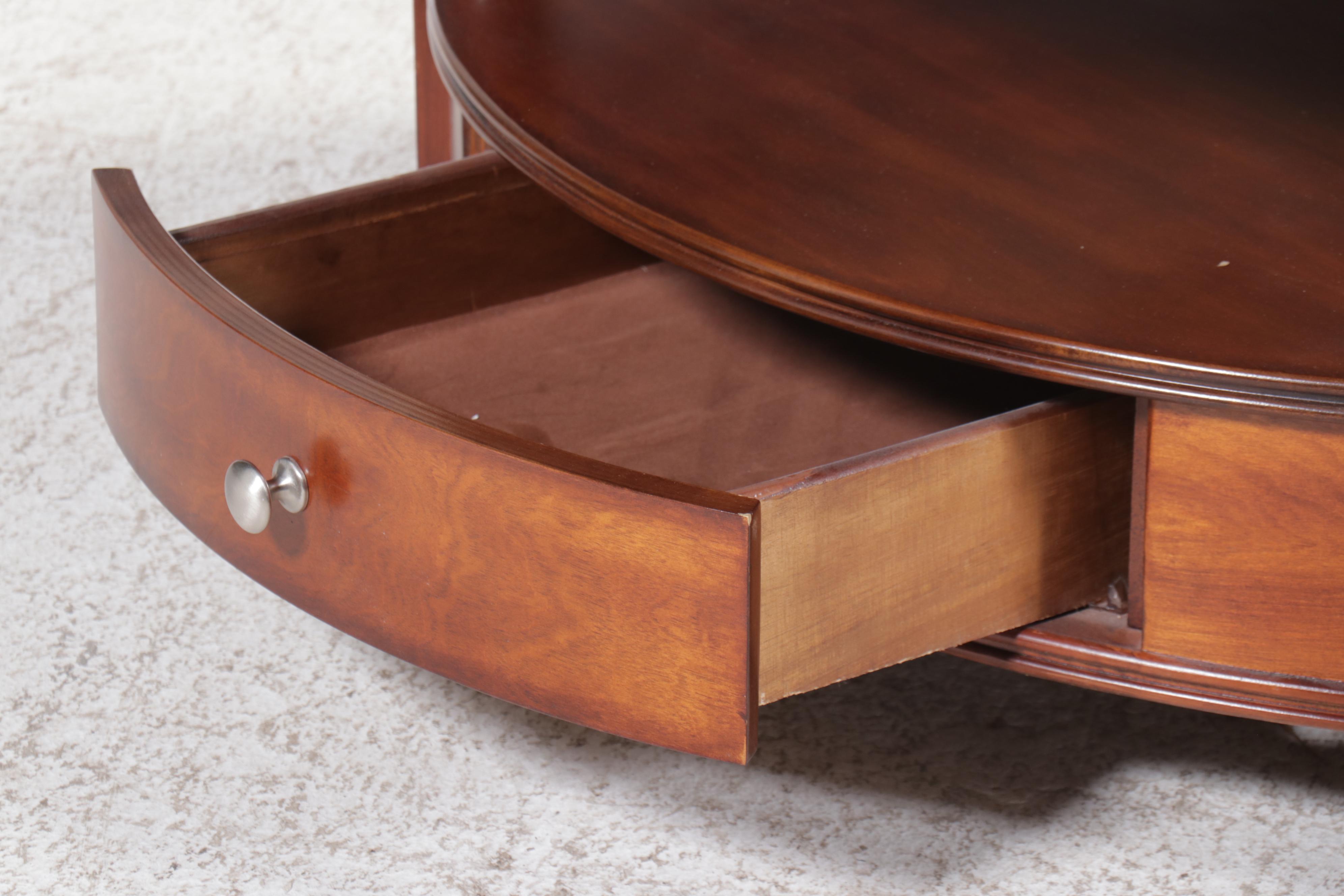 Edwardian Style Two-Tier Tufted Faux Leather Ottoman Coffee Table