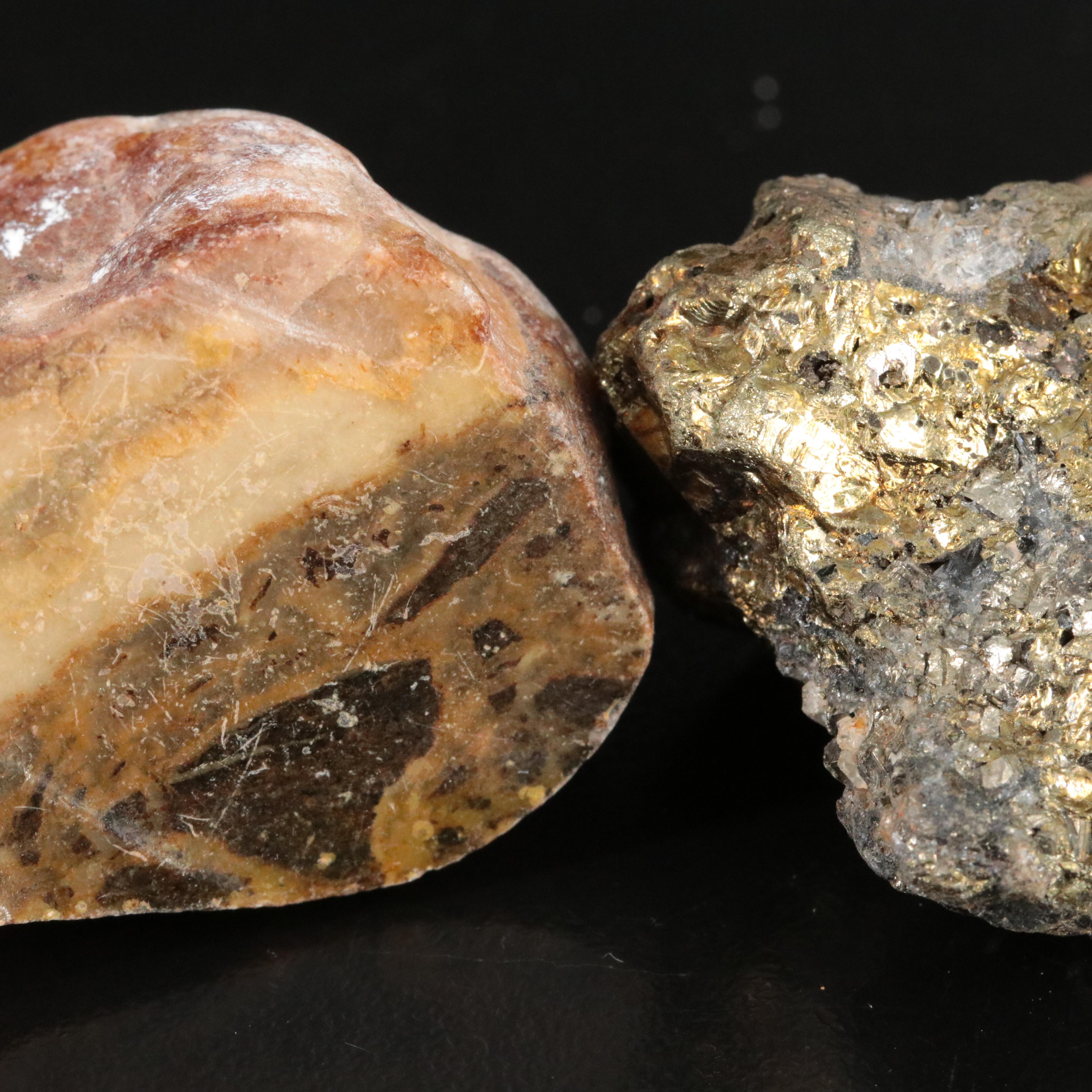 Loose Mineral Specimens Including Barite, Bismuth and Pyrite