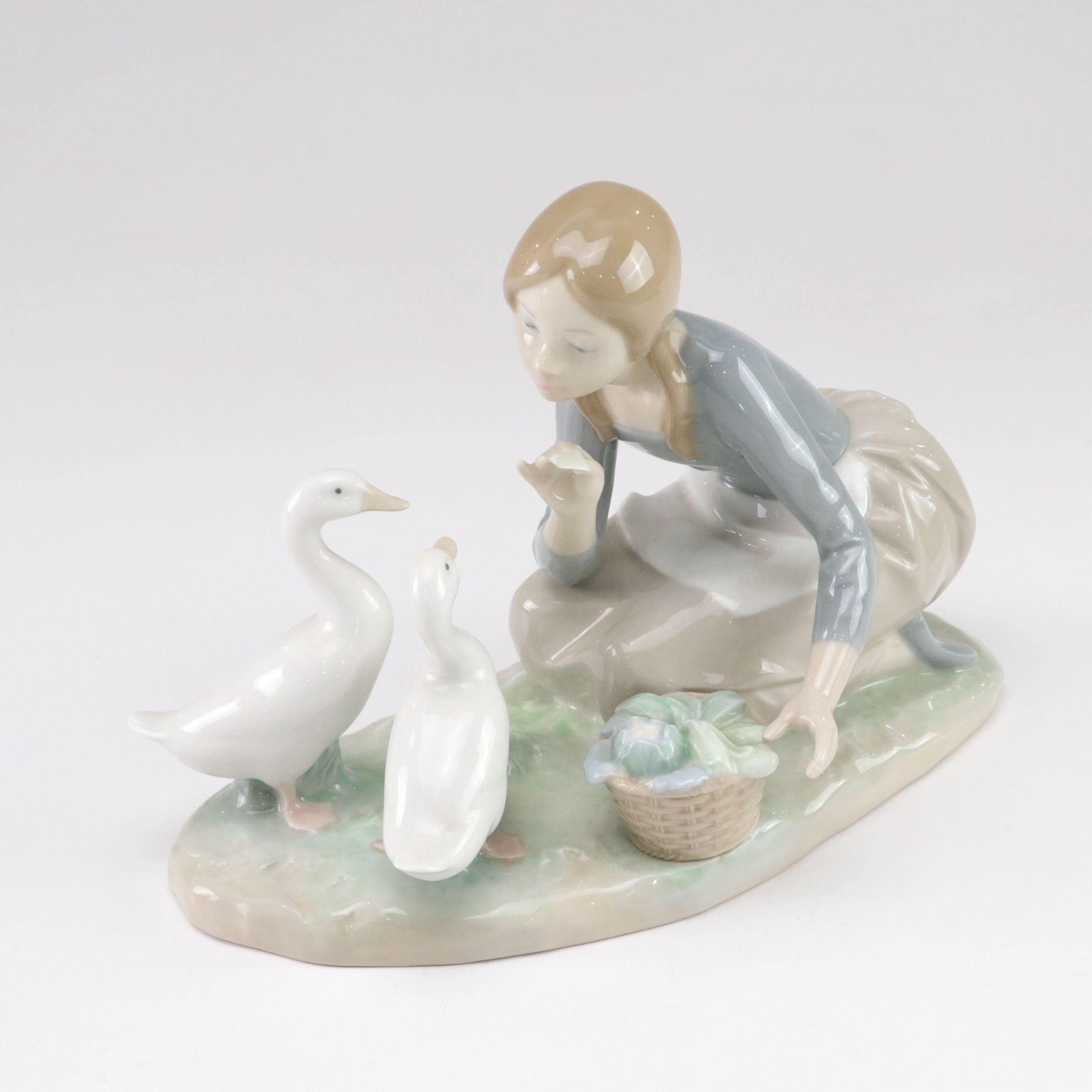 Lladró "Food for Ducks" & "Spring is Here" Porcelain Figurines