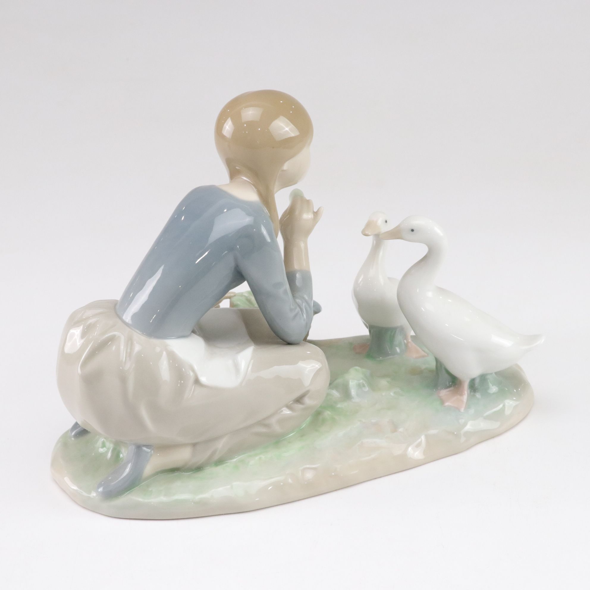 Lladró "Food for Ducks" & "Spring is Here" Porcelain Figurines