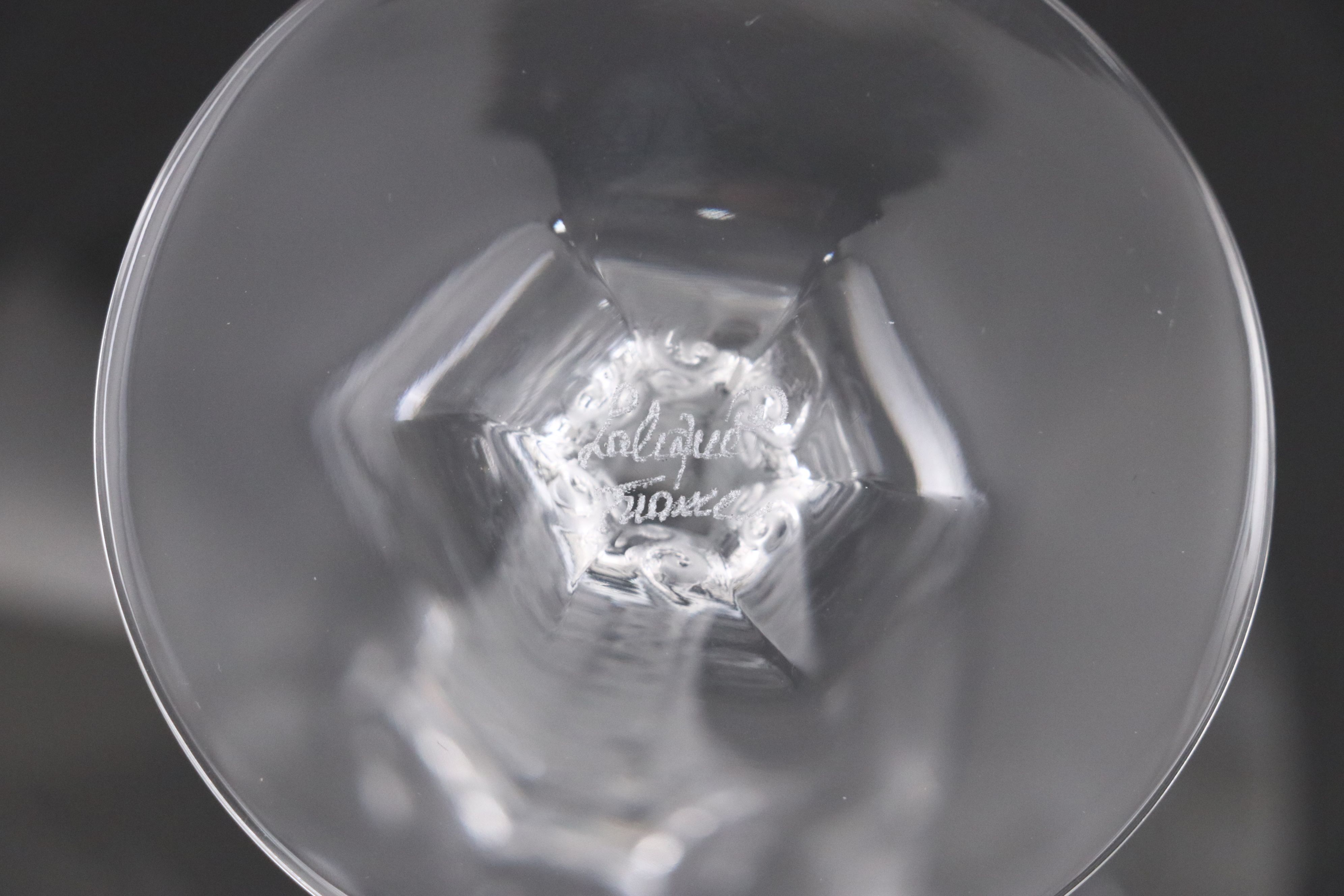 Pair of Lalique "Trèves" Clear Crystal Champagne Coupes