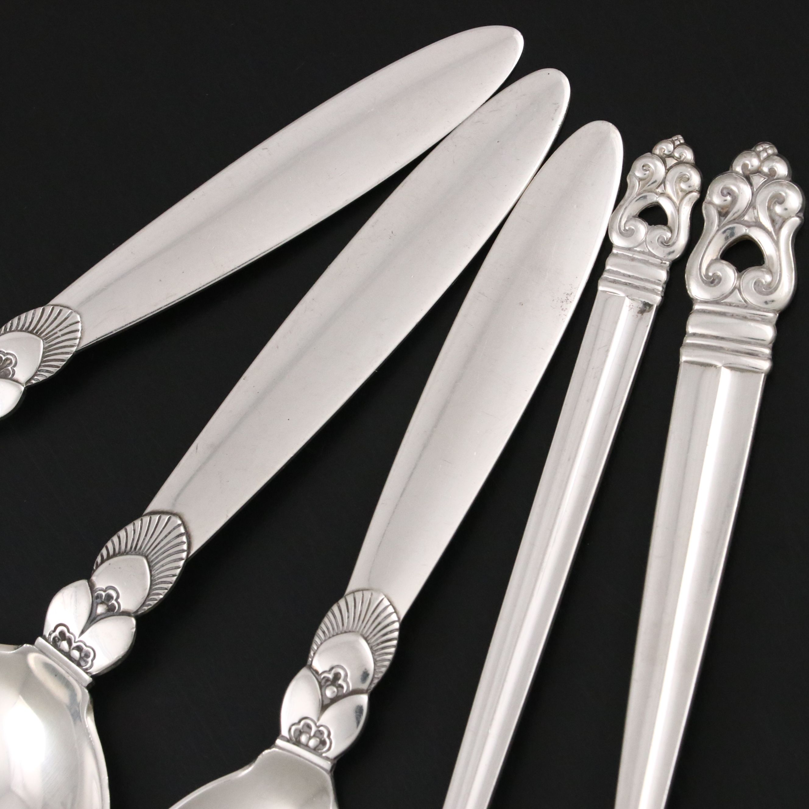 Georg Jensen "Cactus" and International Silver Co. Sterling Spoons