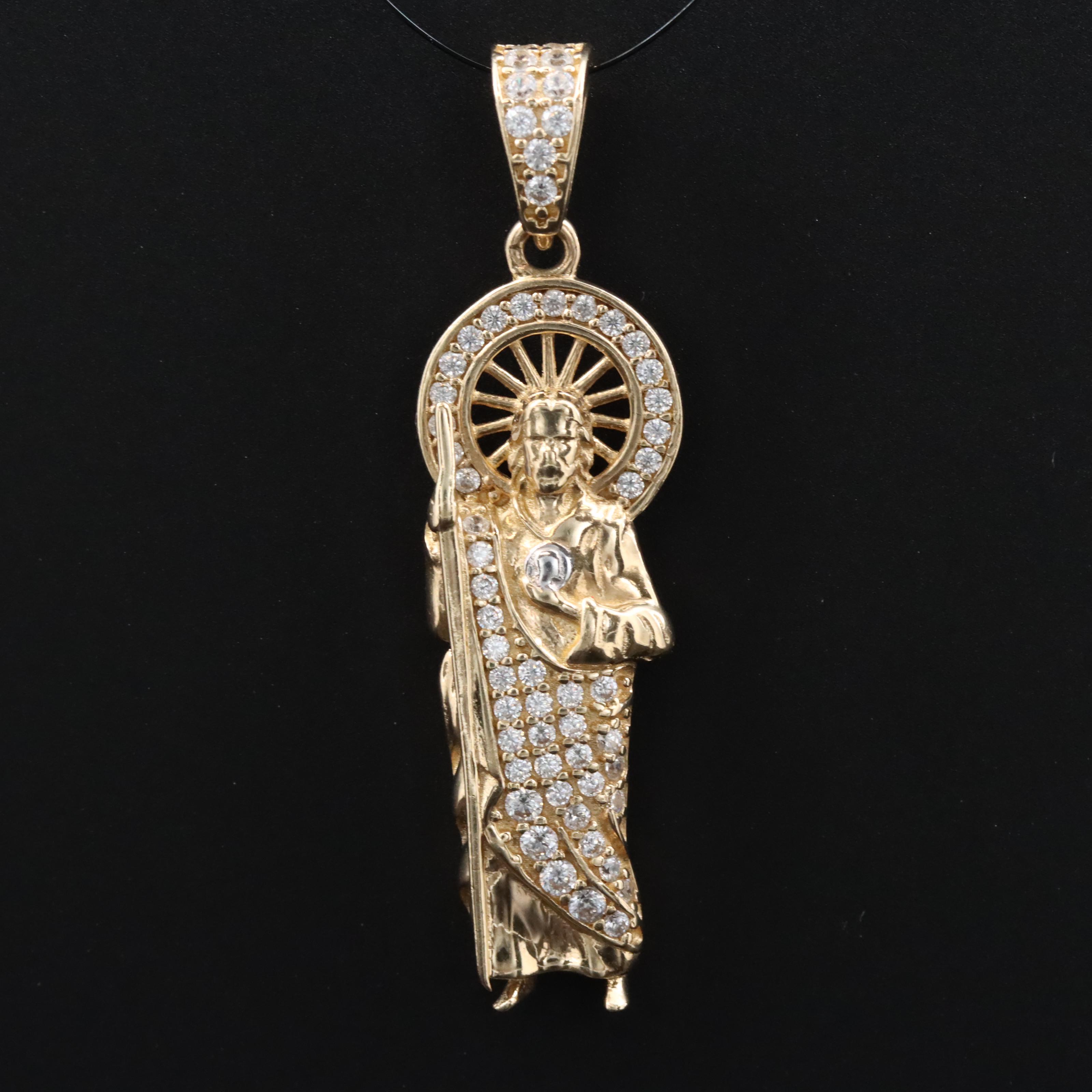 14K CZ Good Shepherd Pendant