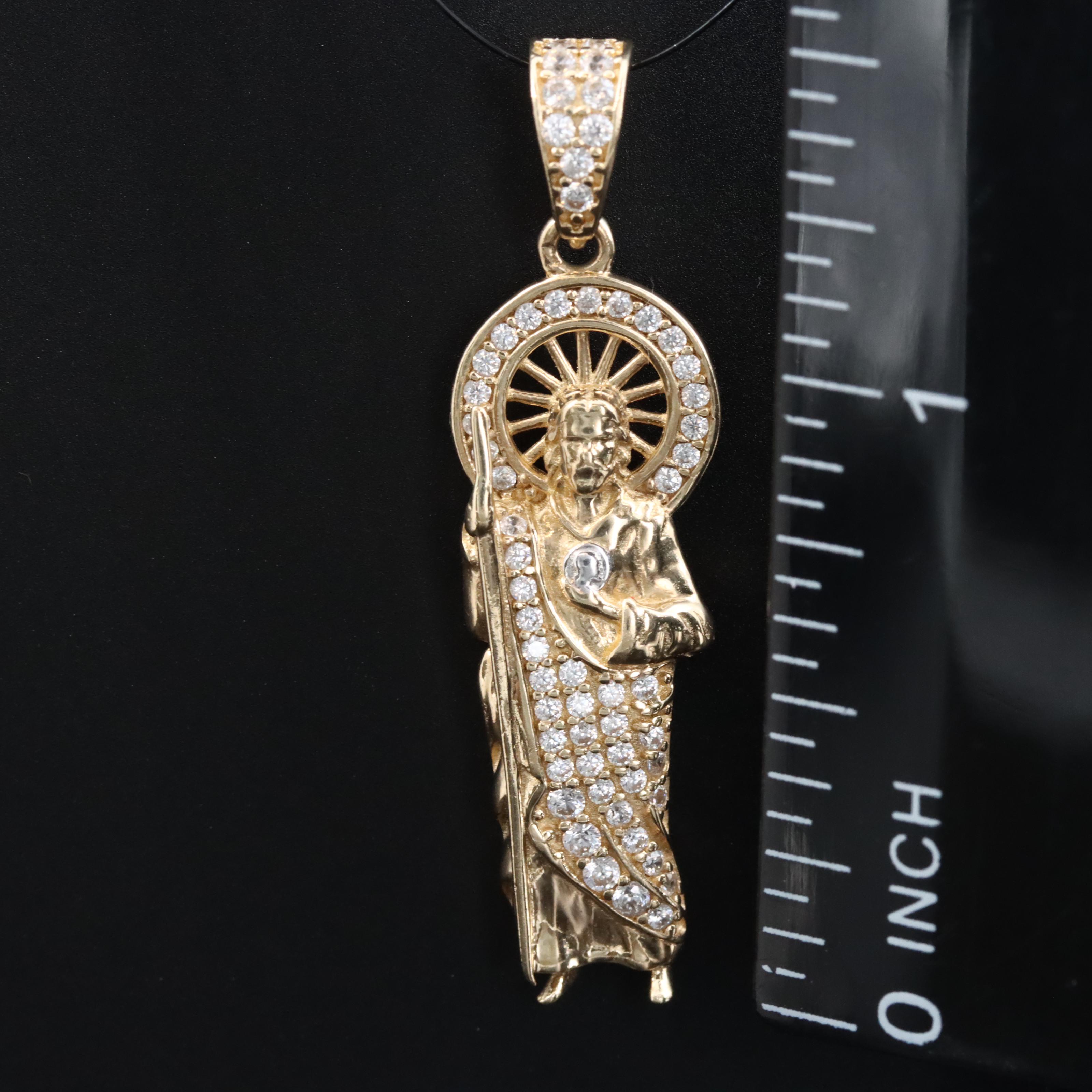 14K CZ Good Shepherd Pendant