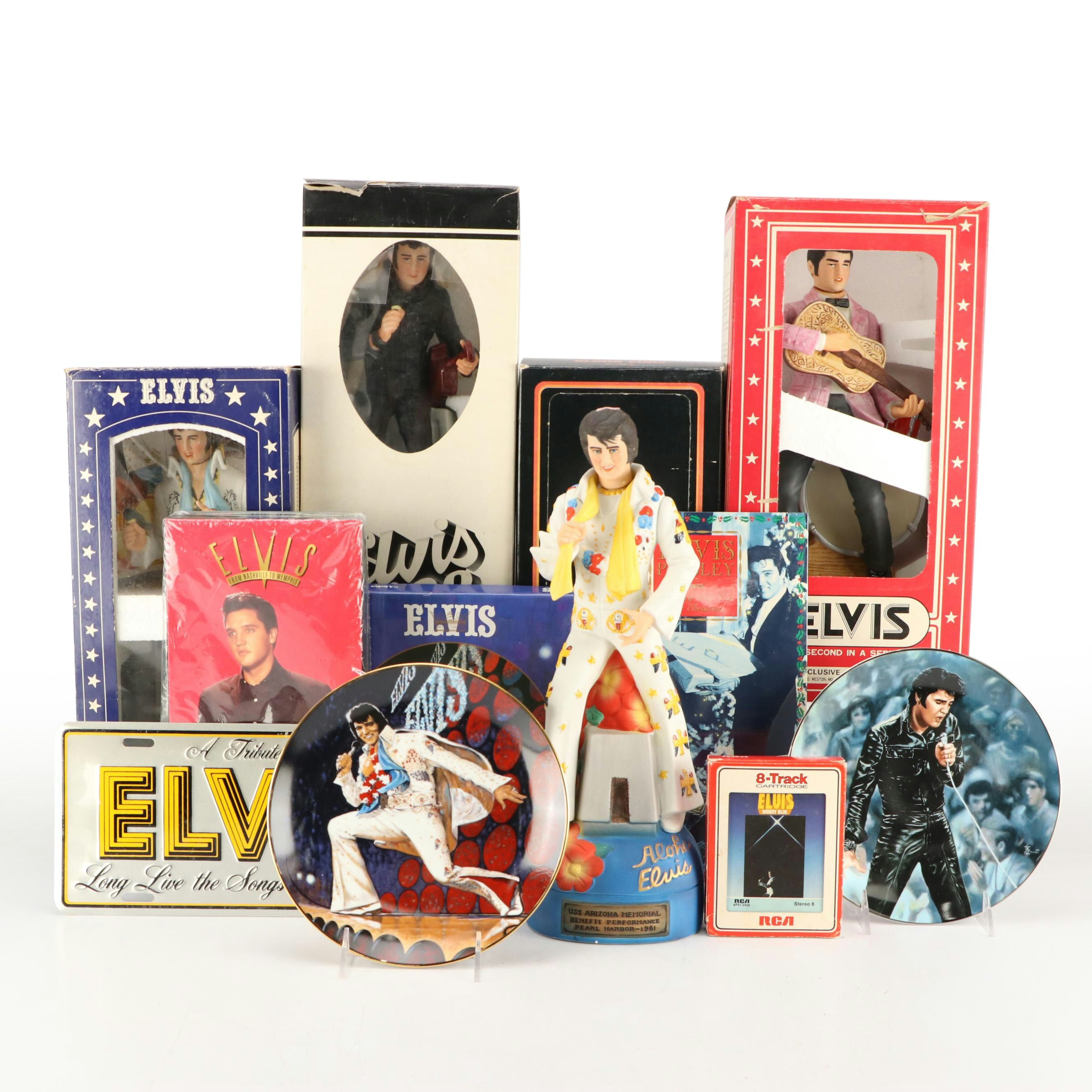 McCormick Elvis Presley Decanters with Collectors Plates and Other Décor