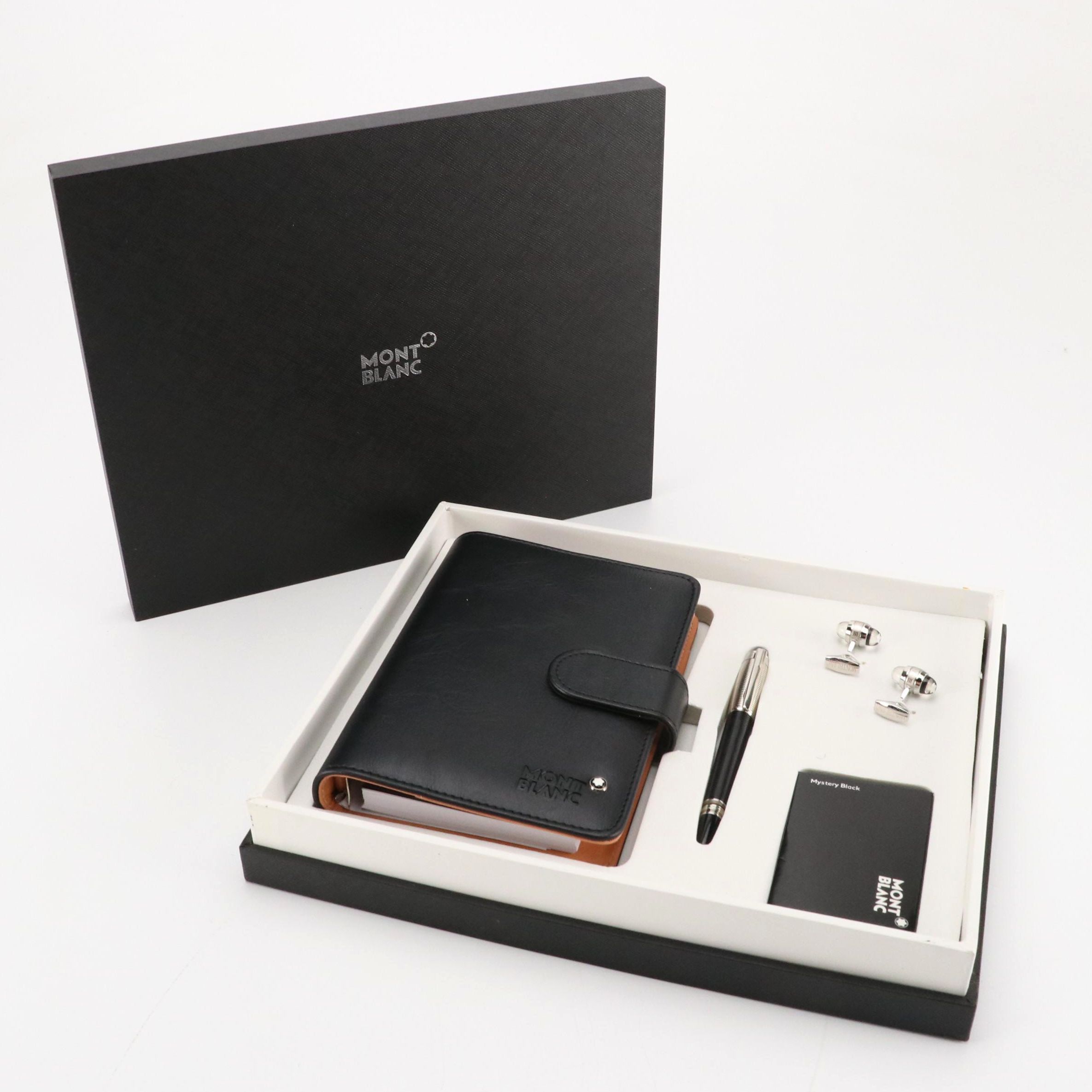 Montblanc Gift Set with StarWalker Fountain Pen, Cufflinks, and Leather Notebook