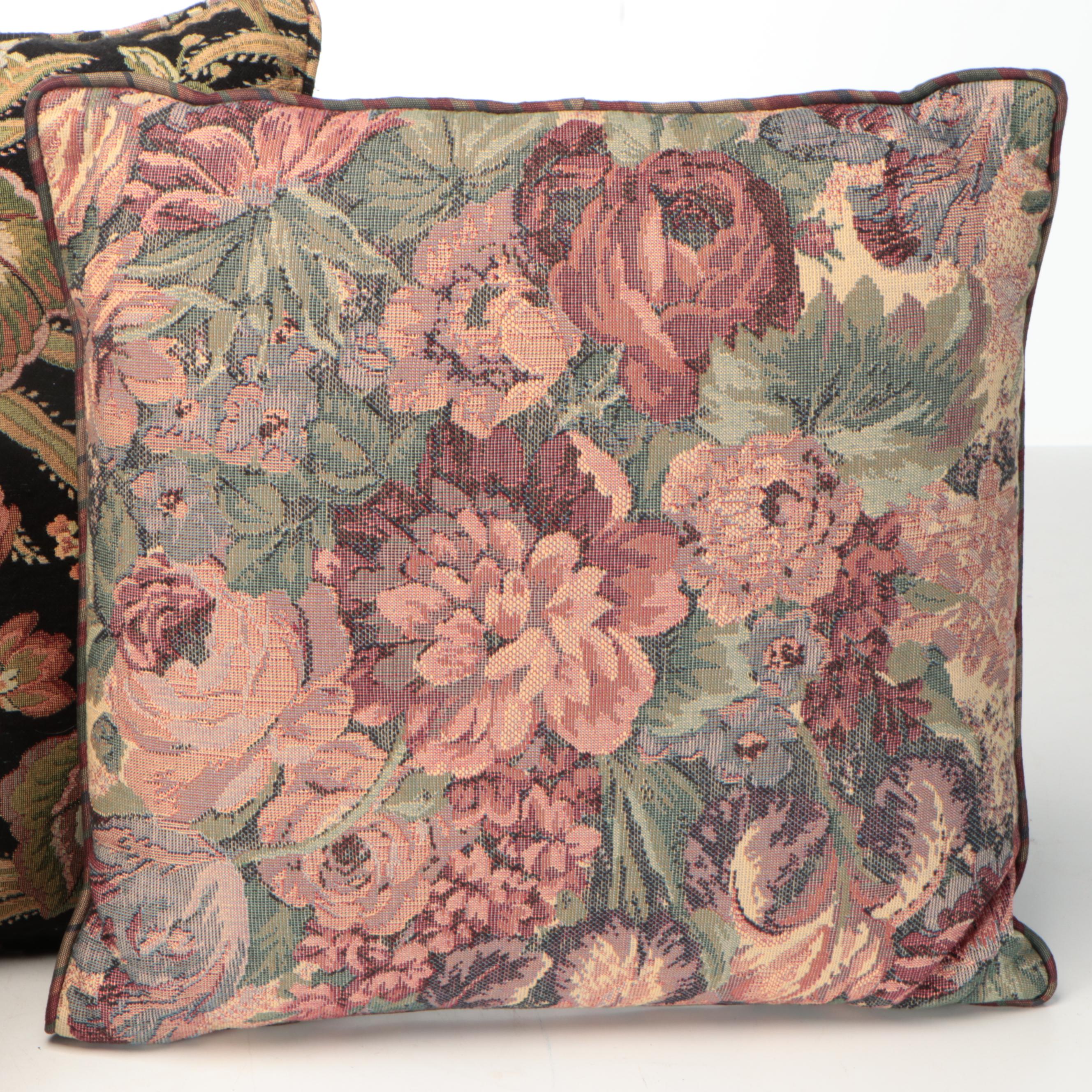 Tapestry Style Floral and Foliage Throw Pillows