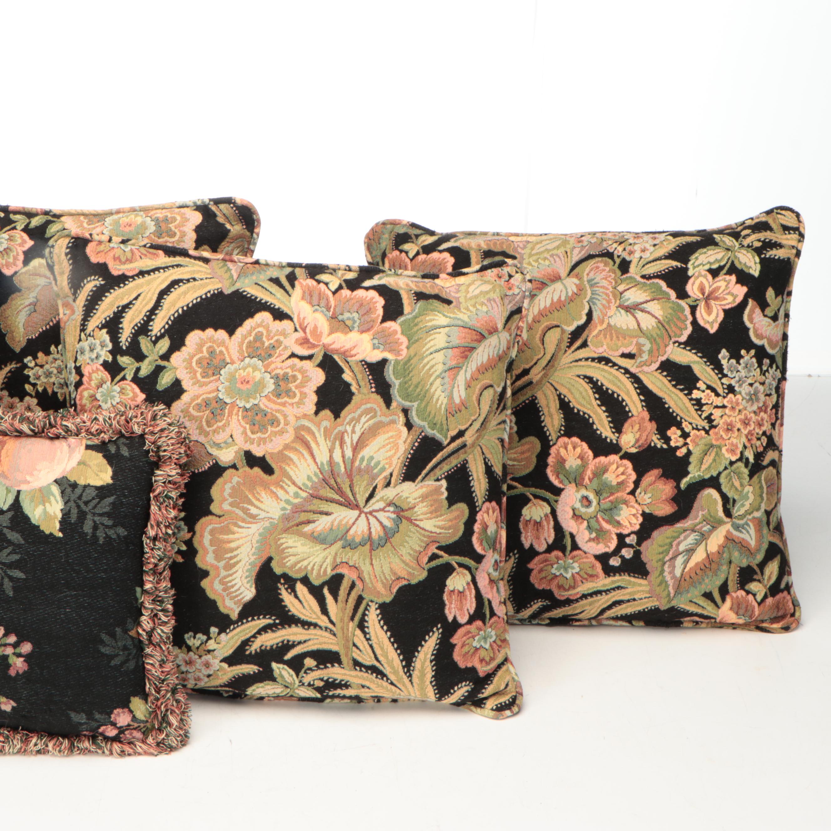 Tapestry Style Floral and Foliage Throw Pillows