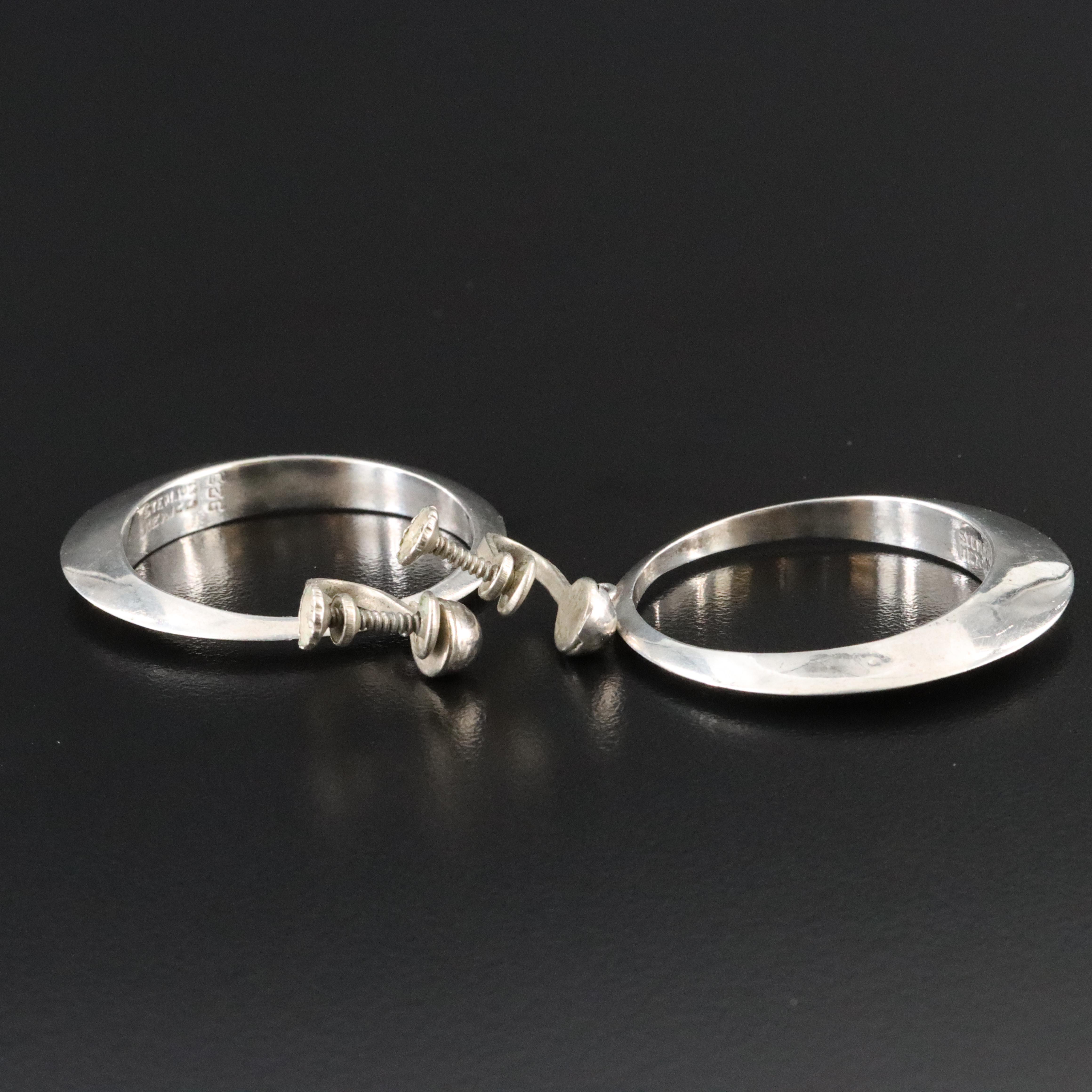 Mexican Sterling Circle Drop Earrings