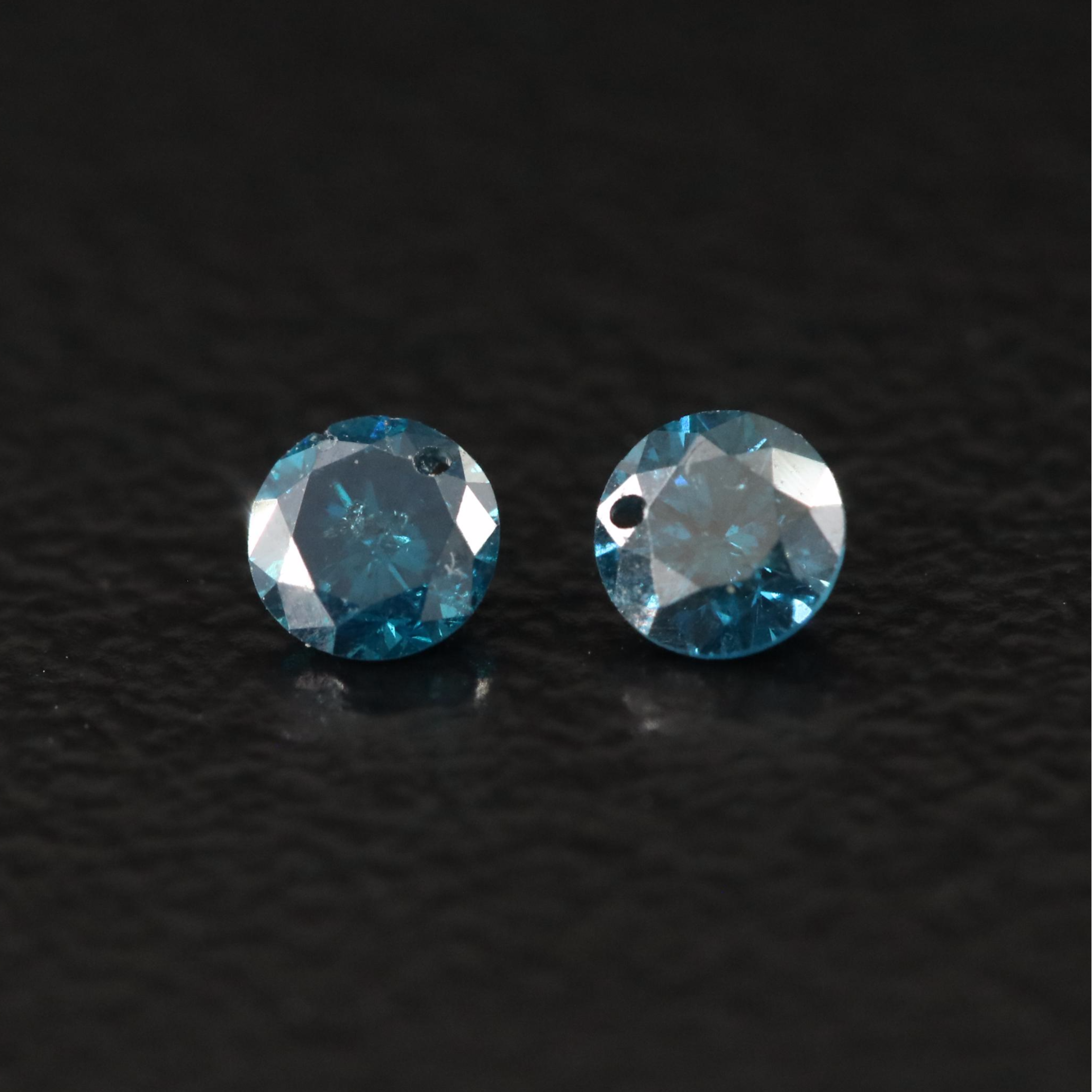 Loose 0.18 CTW Fancy Blue Diamond Pair