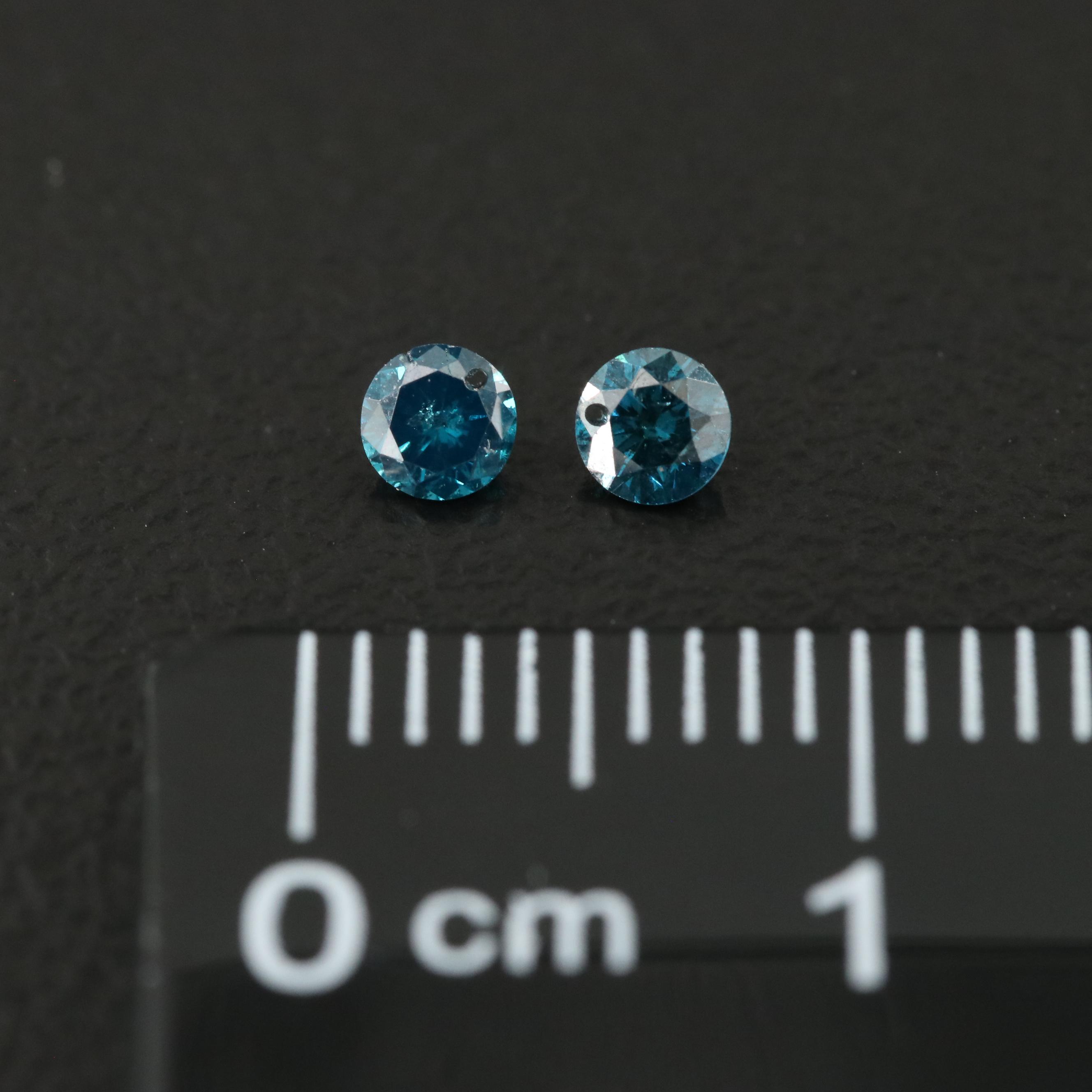 Loose 0.18 CTW Fancy Blue Diamond Pair