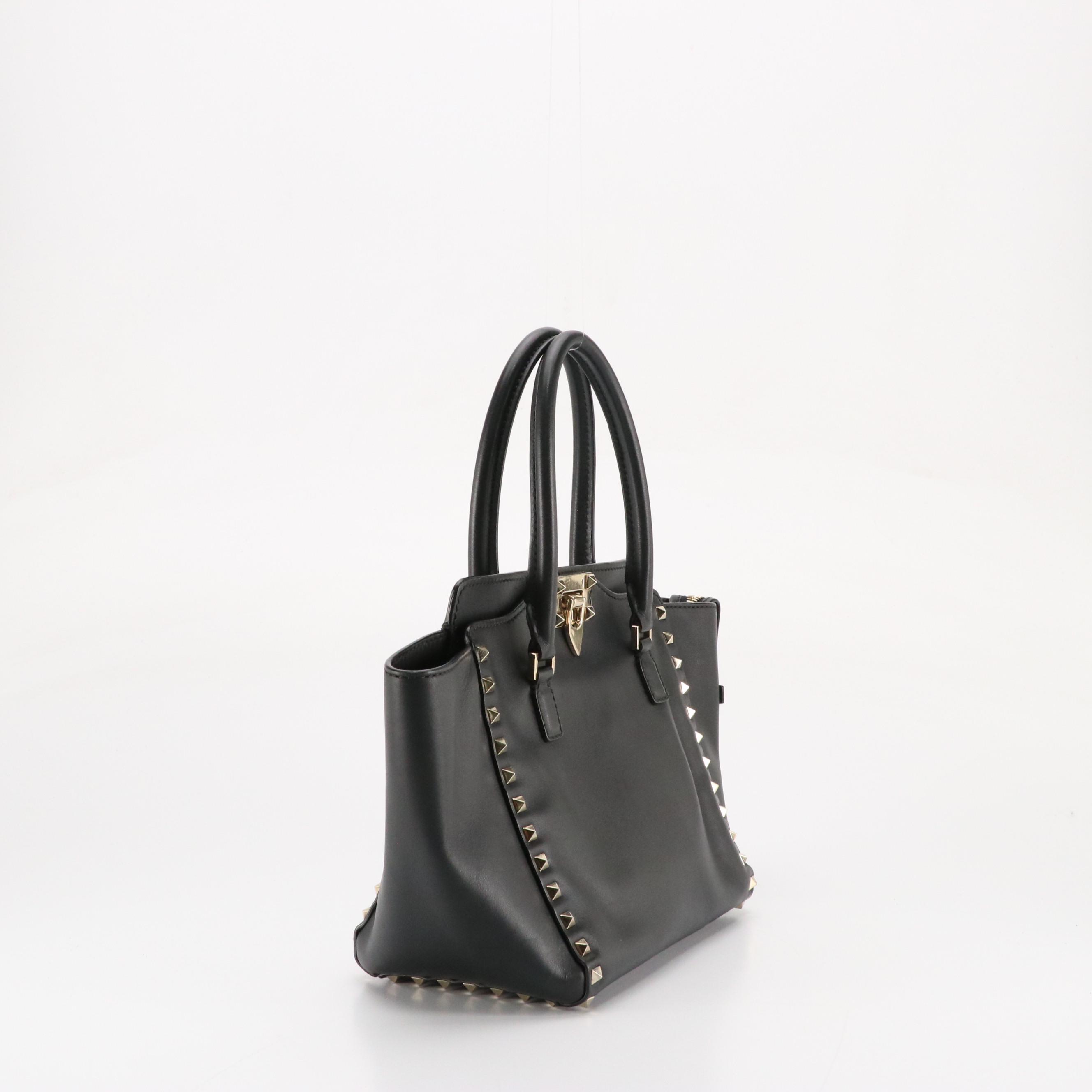 Valentino Garavani Rockstud Black Leather Two-Way Tote