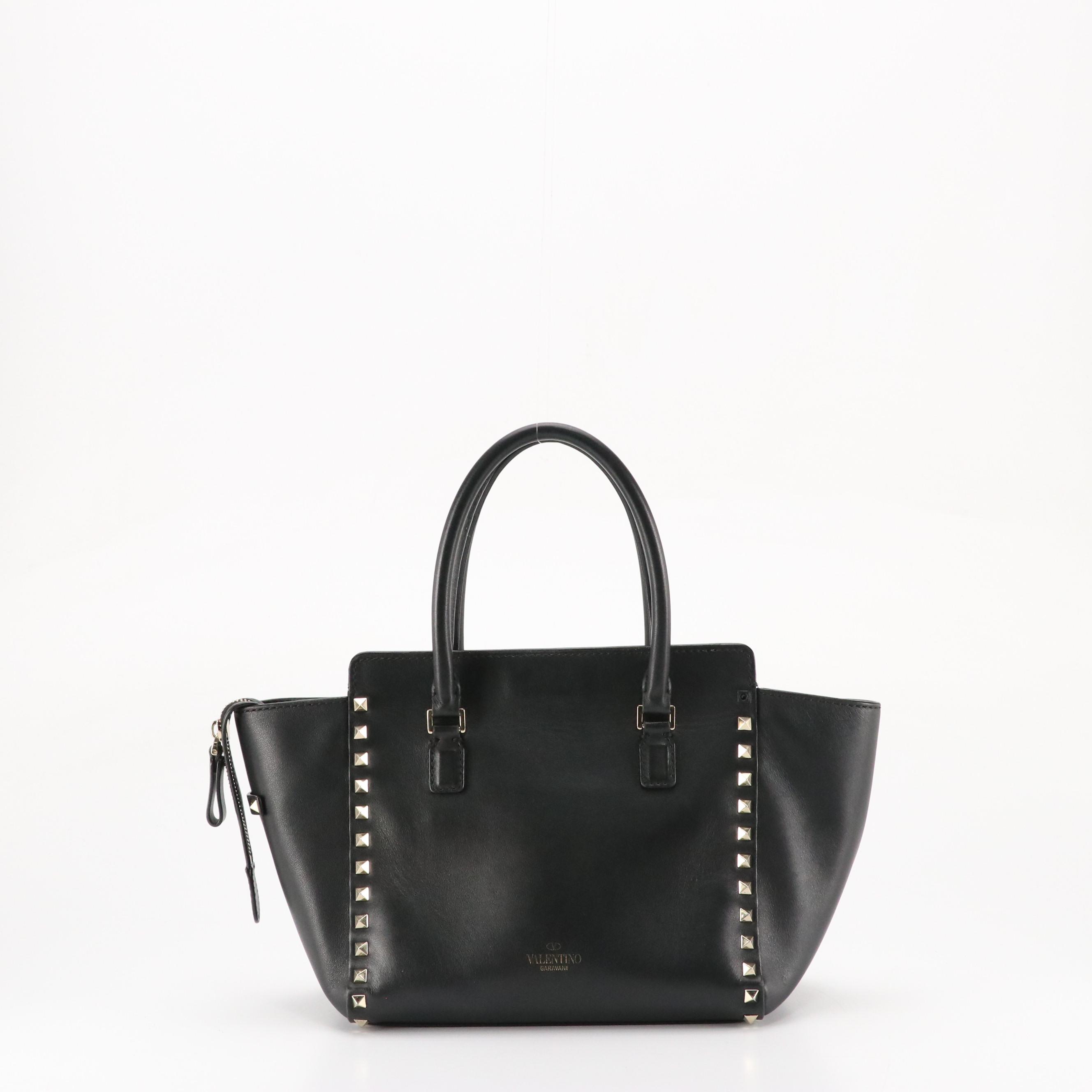 Valentino Garavani Rockstud Black Leather Two-Way Tote