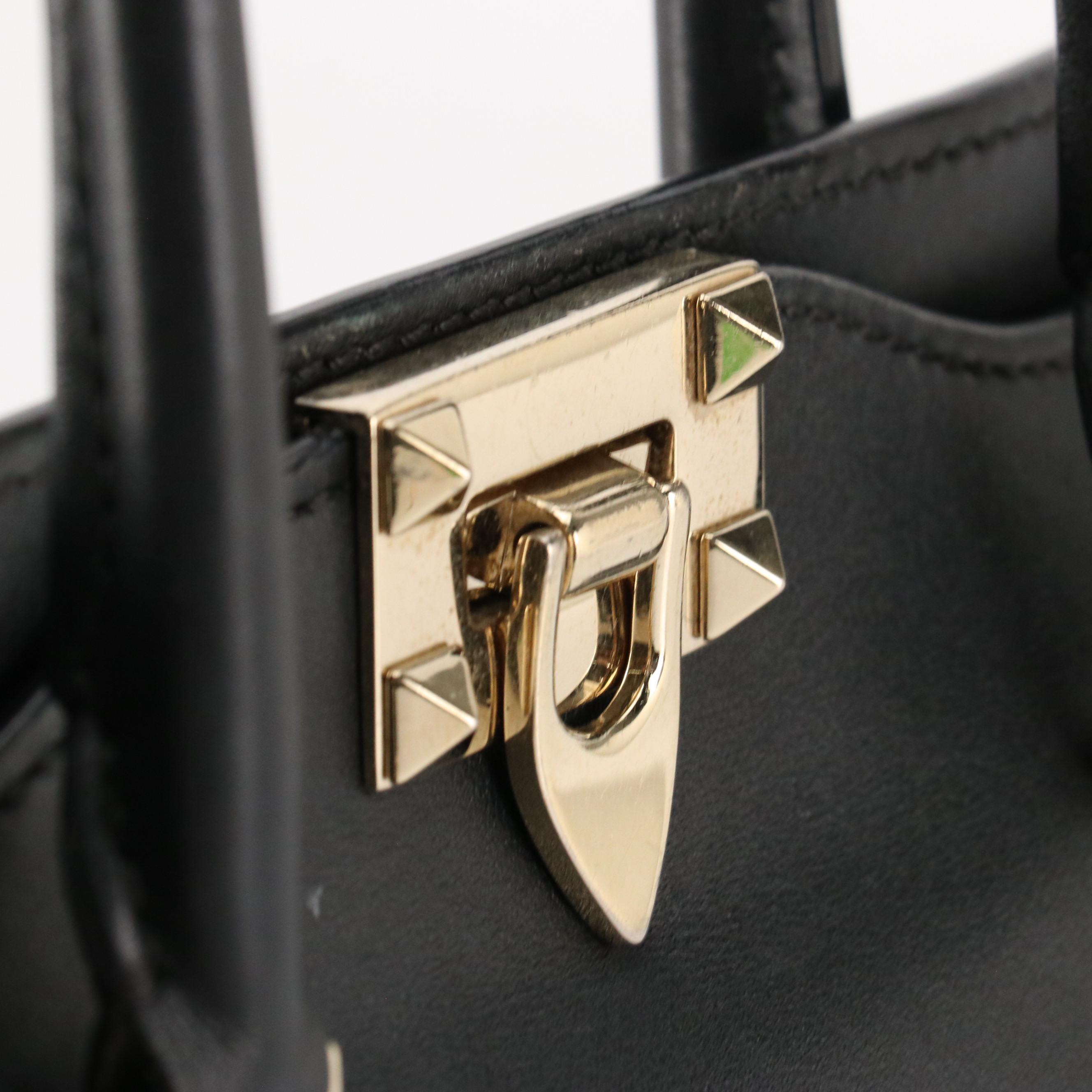 Valentino Garavani Rockstud Black Leather Two-Way Tote