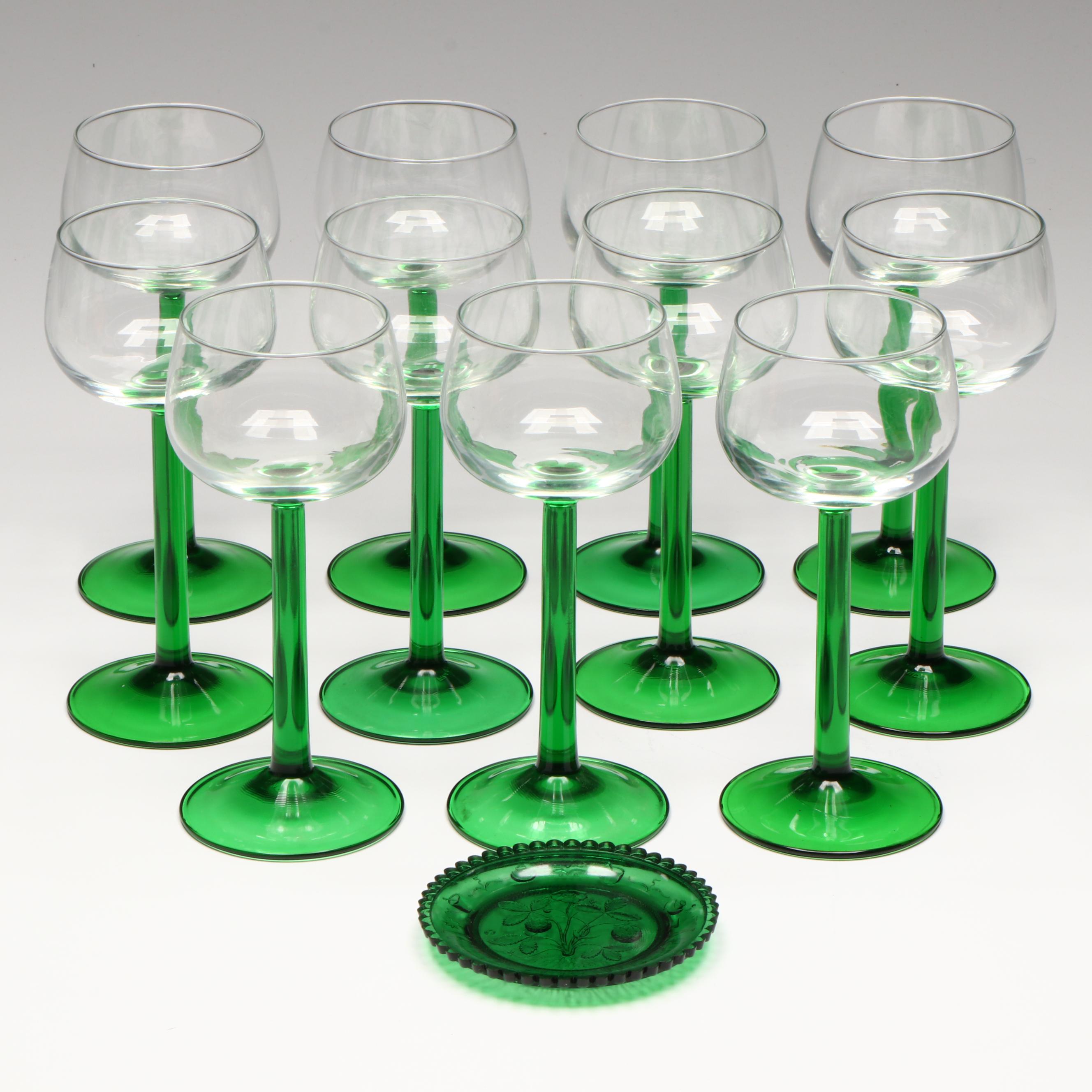 Cristal d'Arques-Durand "Emerald" Glass Rhine Wine Glasses, 1996–2008