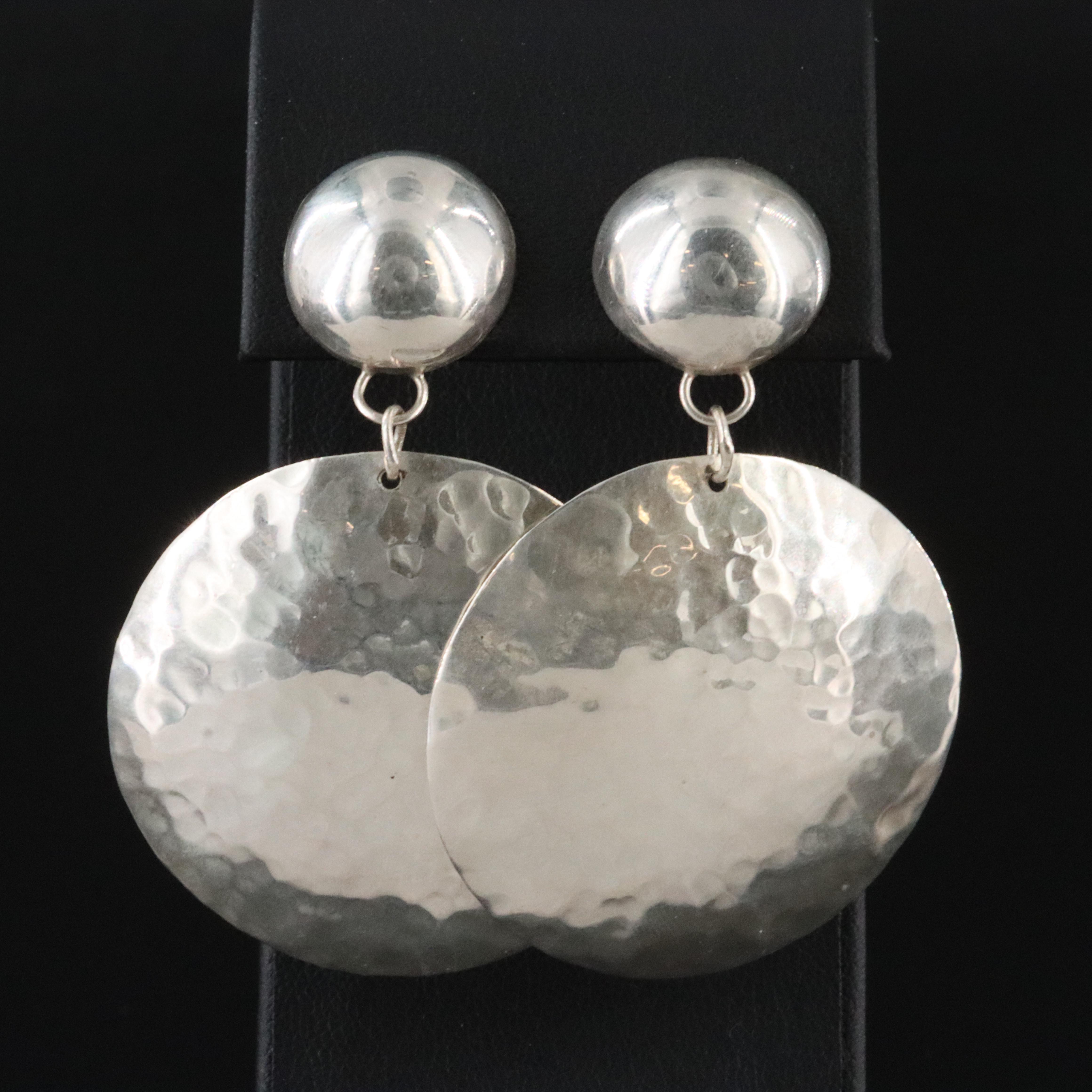 Terrance Emery Jr. Chippewa Sterling Hammered Finish Disc Earrings