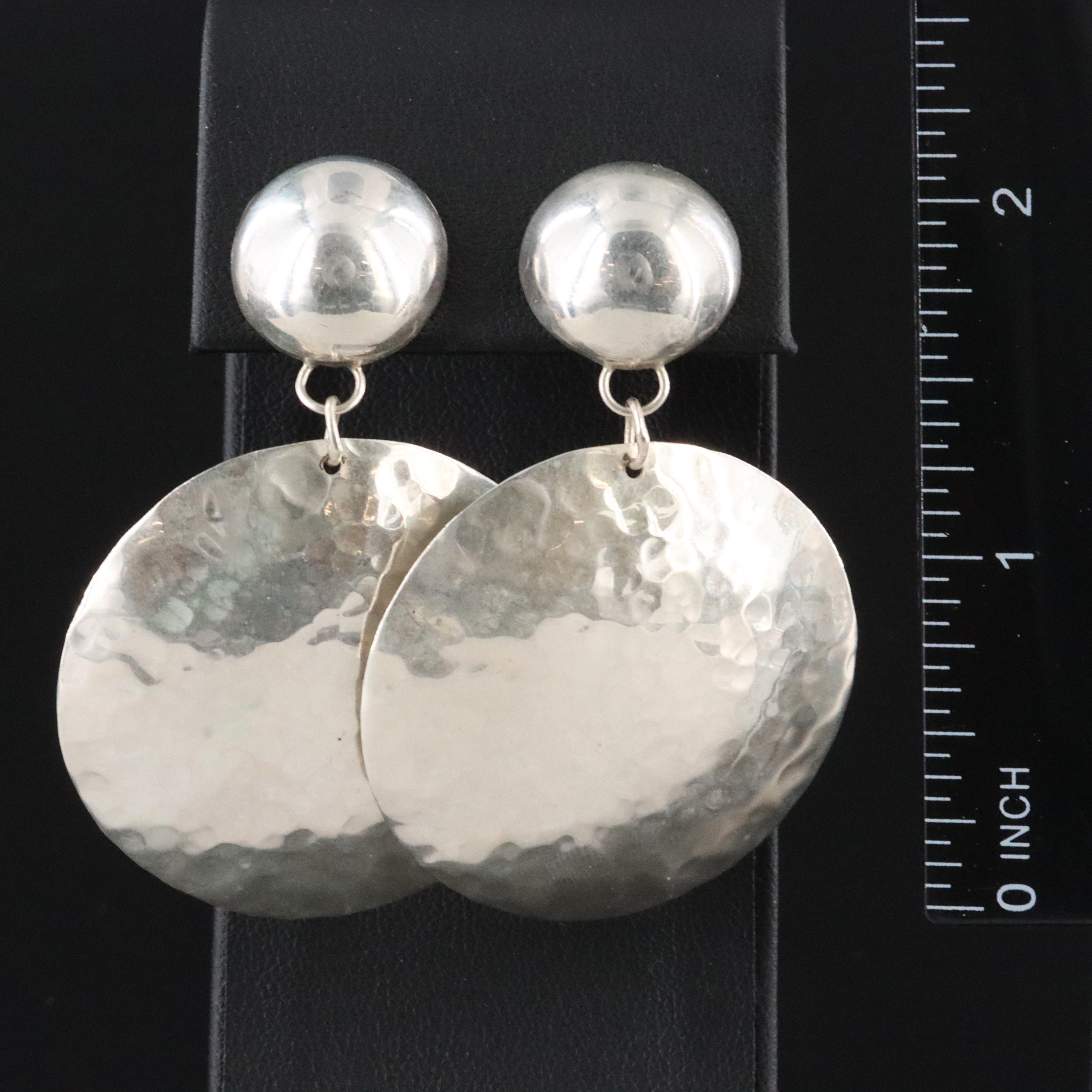 Terrance Emery Jr. Chippewa Sterling Hammered Finish Disc Earrings