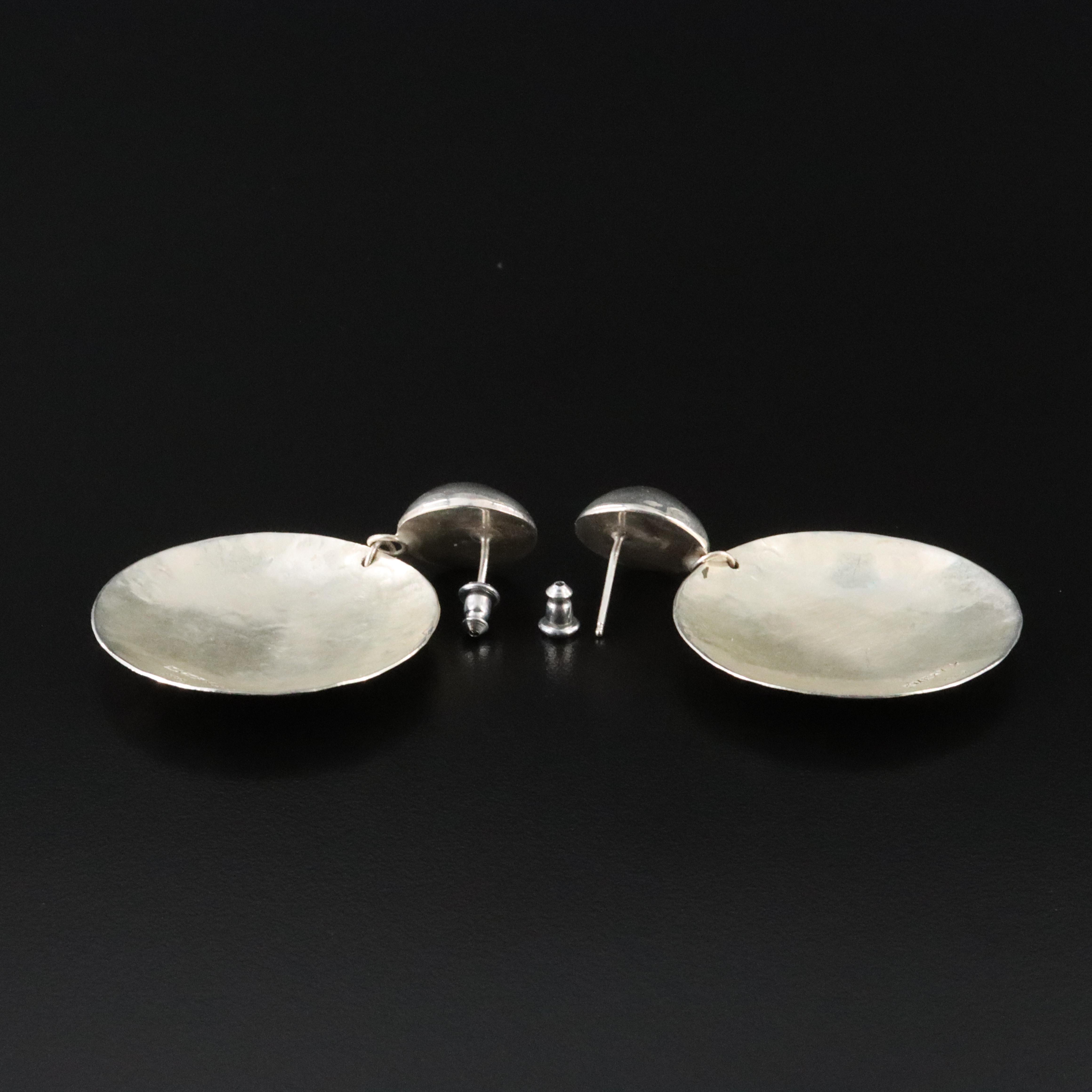 Terrance Emery Jr. Chippewa Sterling Hammered Finish Disc Earrings