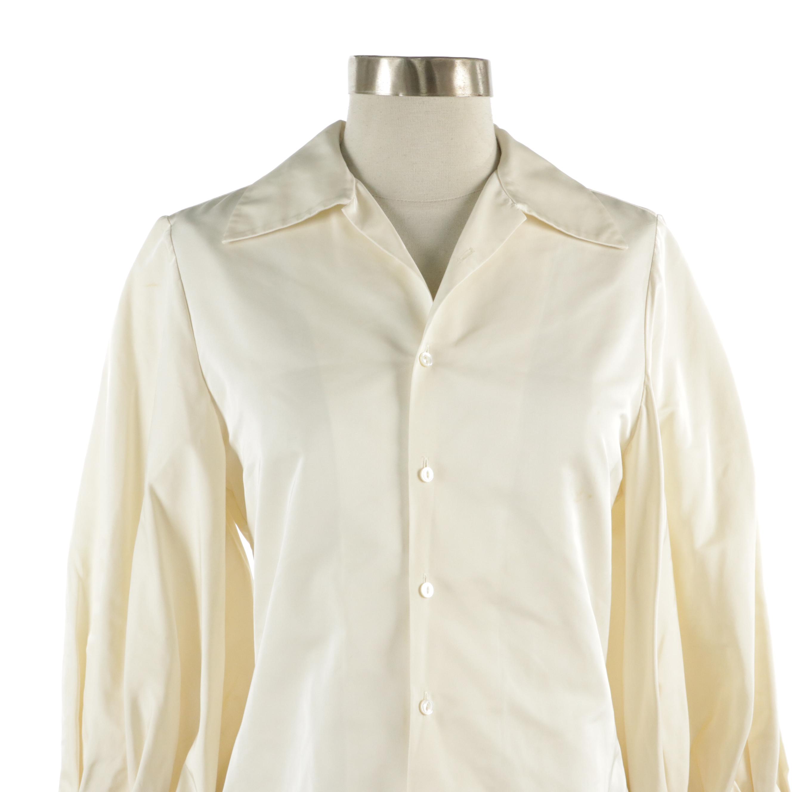 Ralph Lauren Black Label Button-Up Shirt and Akris Punto Black Flat-Front Pants