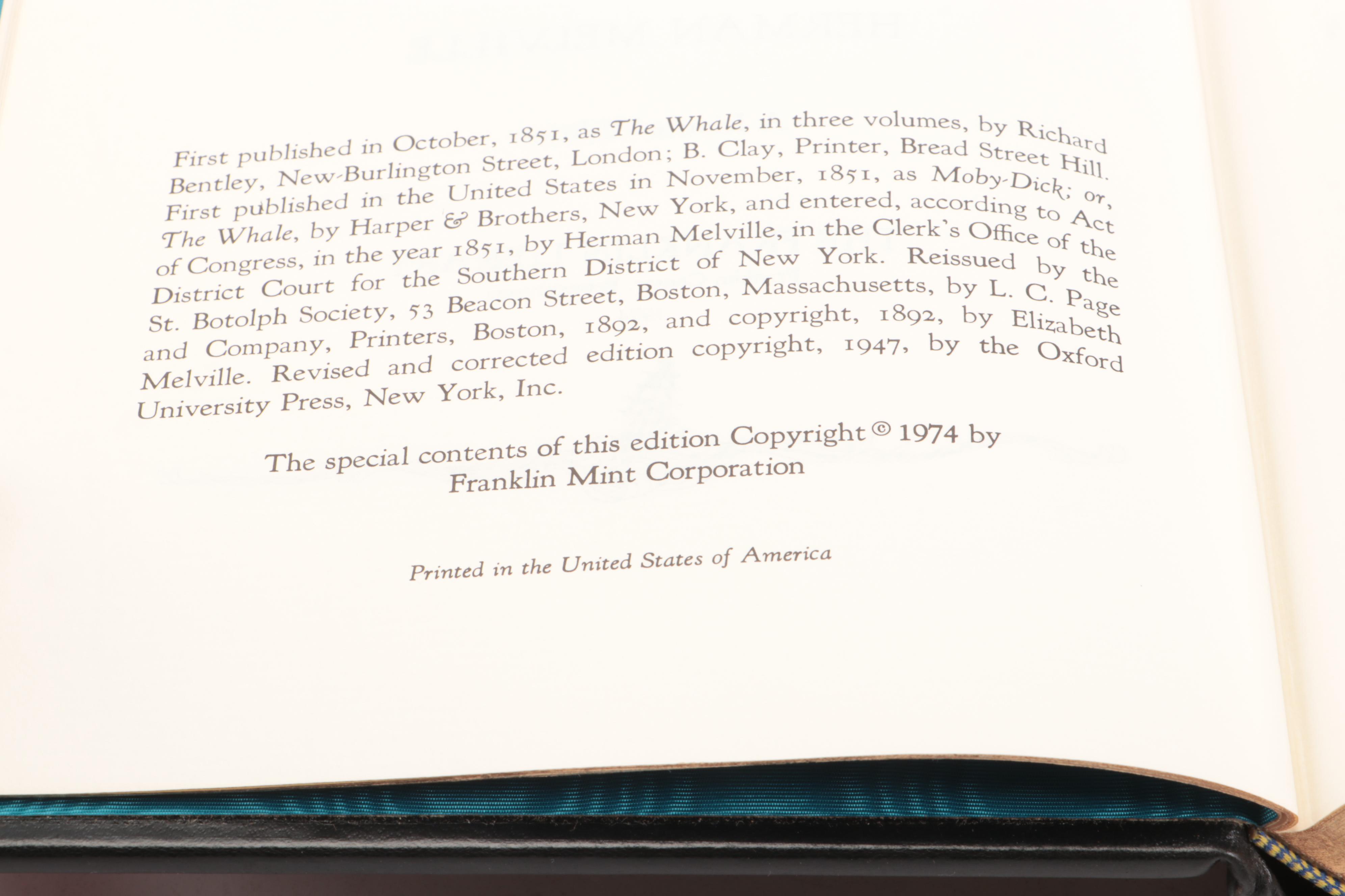 Franklin Library "Moby-Dick" by Herman Melville and "Lord Jim" by Joseph Conrad