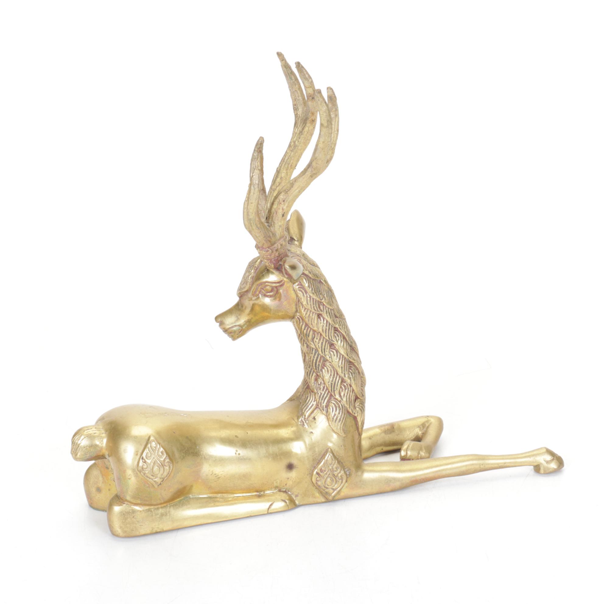 Sarreid Solid Brass Stag Figurines