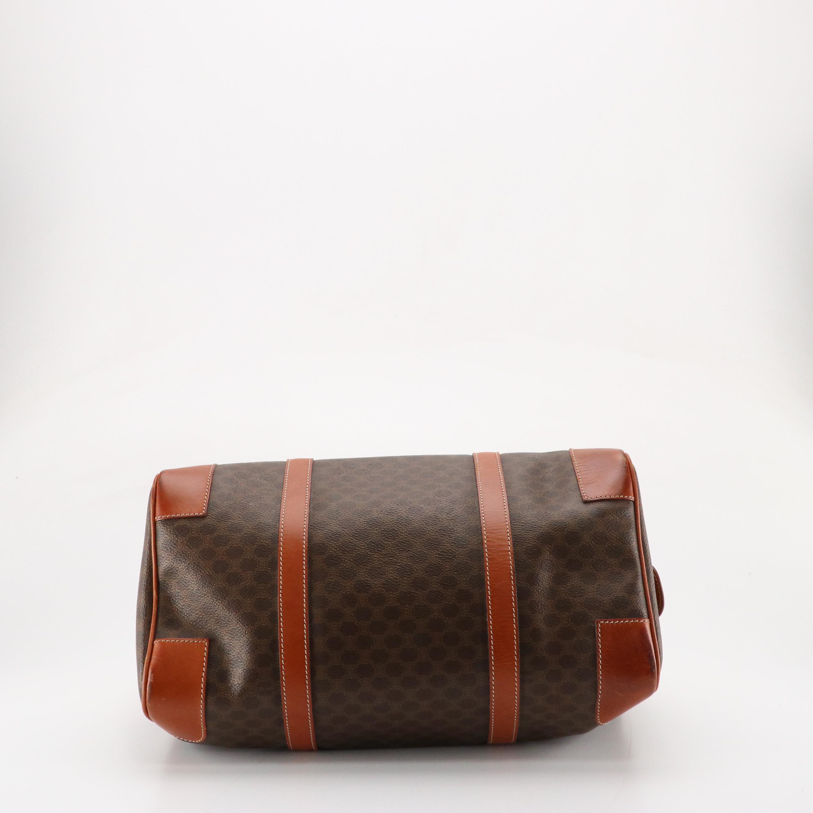 Celine Travel Duffel Bag in Macadam Coated Canvas and Leather Trim