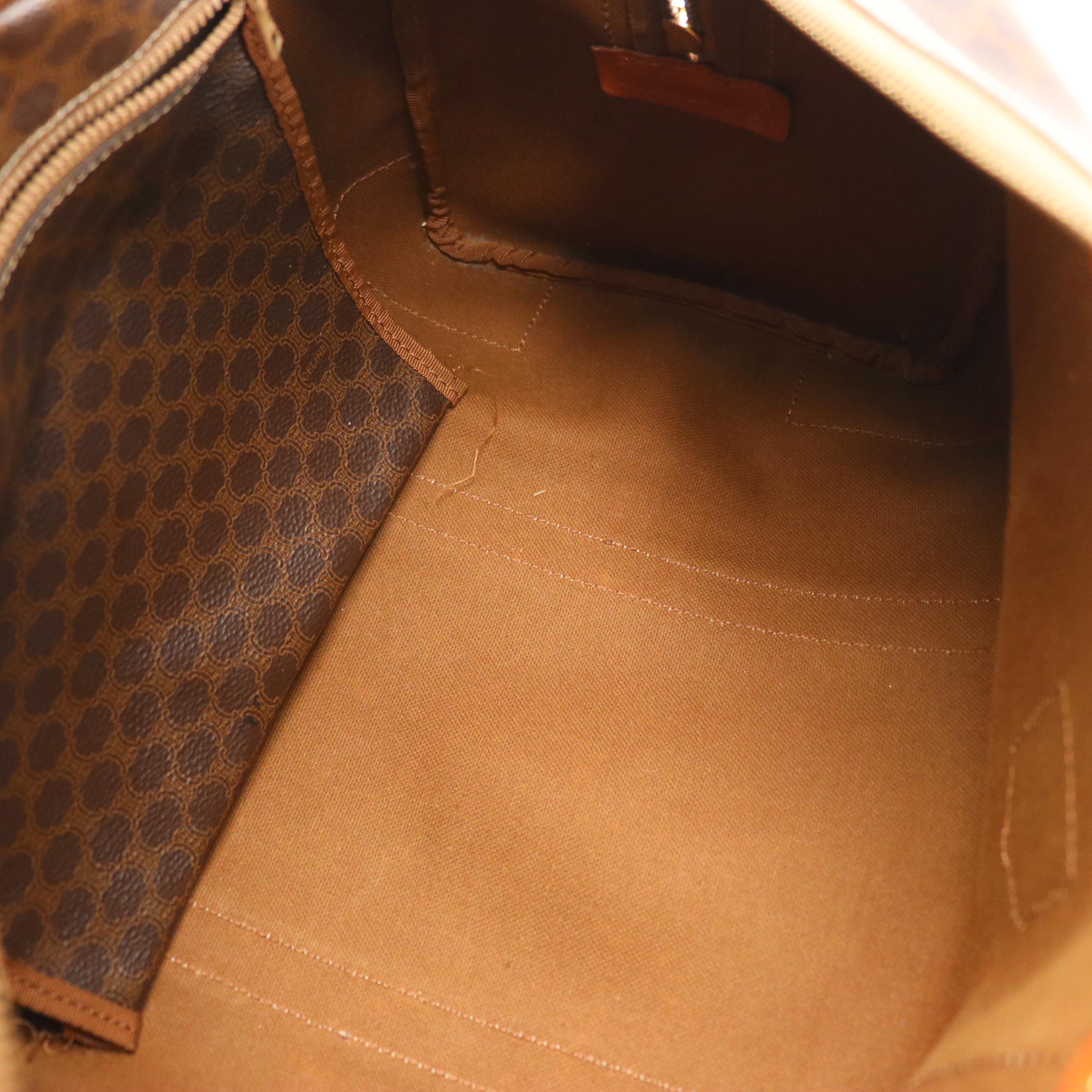 Celine Travel Duffel Bag in Macadam Coated Canvas and Leather Trim