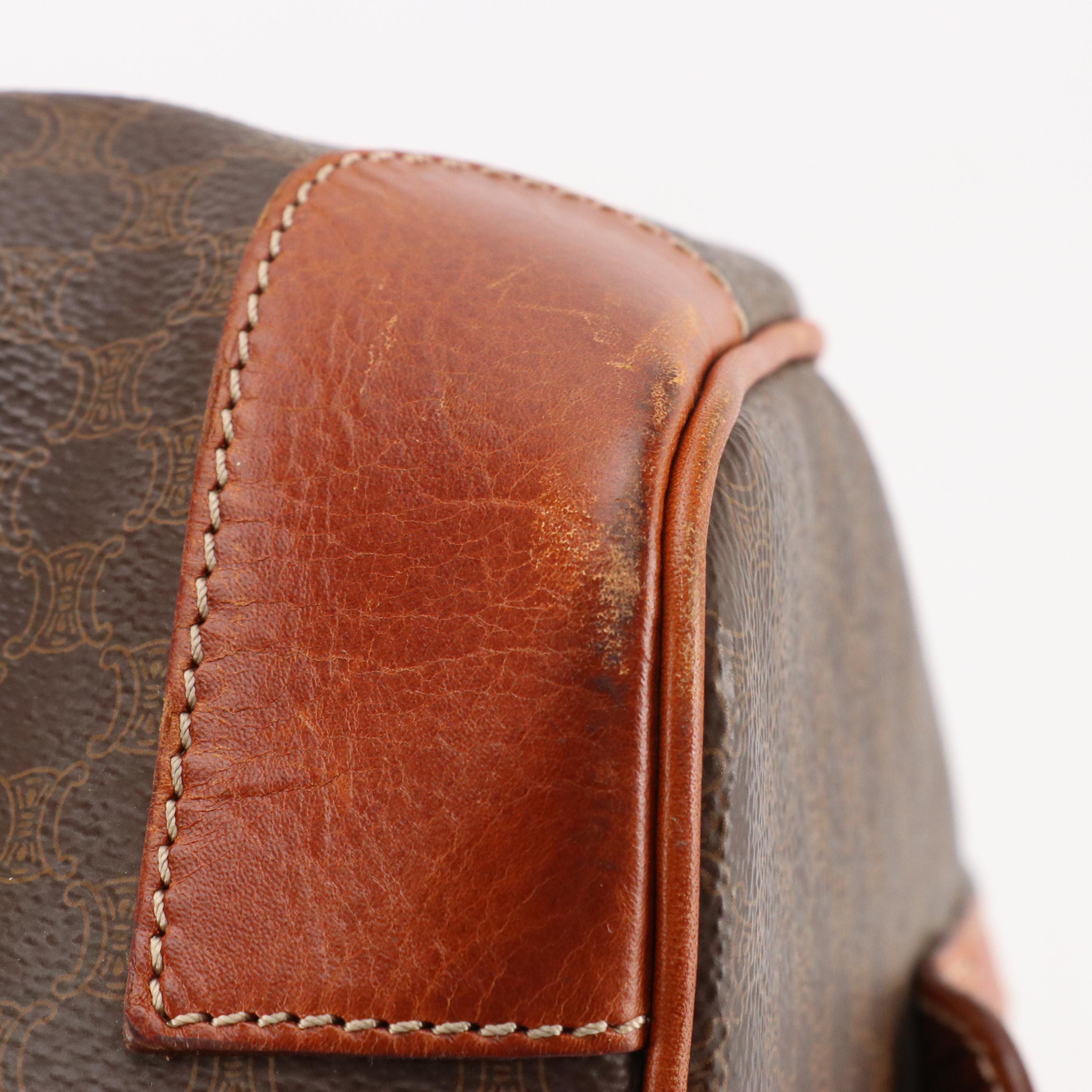 Celine Travel Duffel Bag in Macadam Coated Canvas and Leather Trim