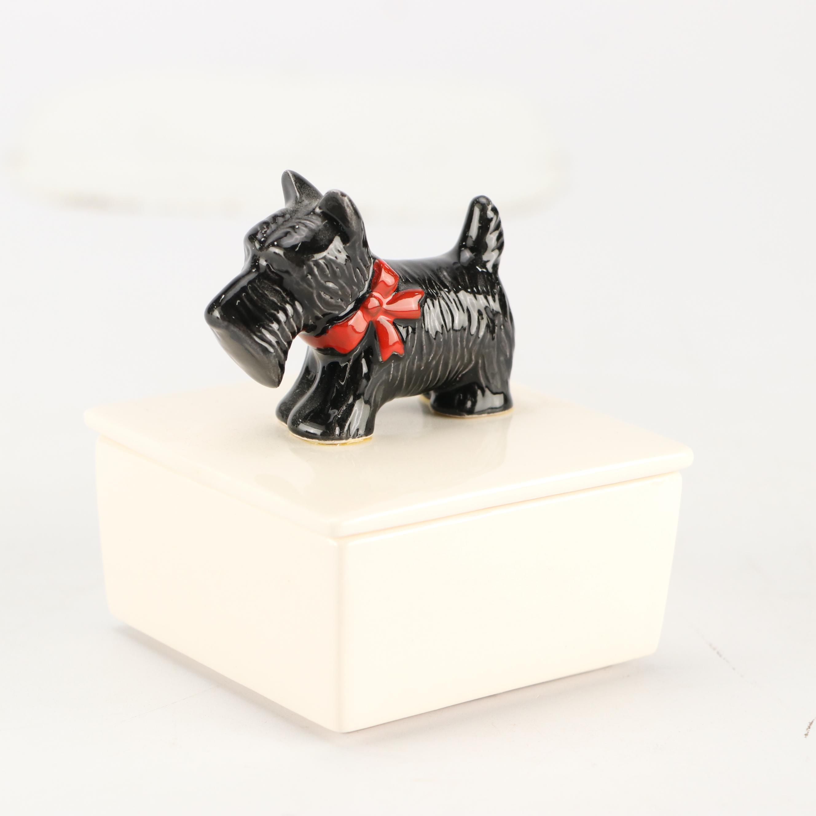 Scottish Terrier Themed Ceramic Table Accessories, Featuring Decanter Set
