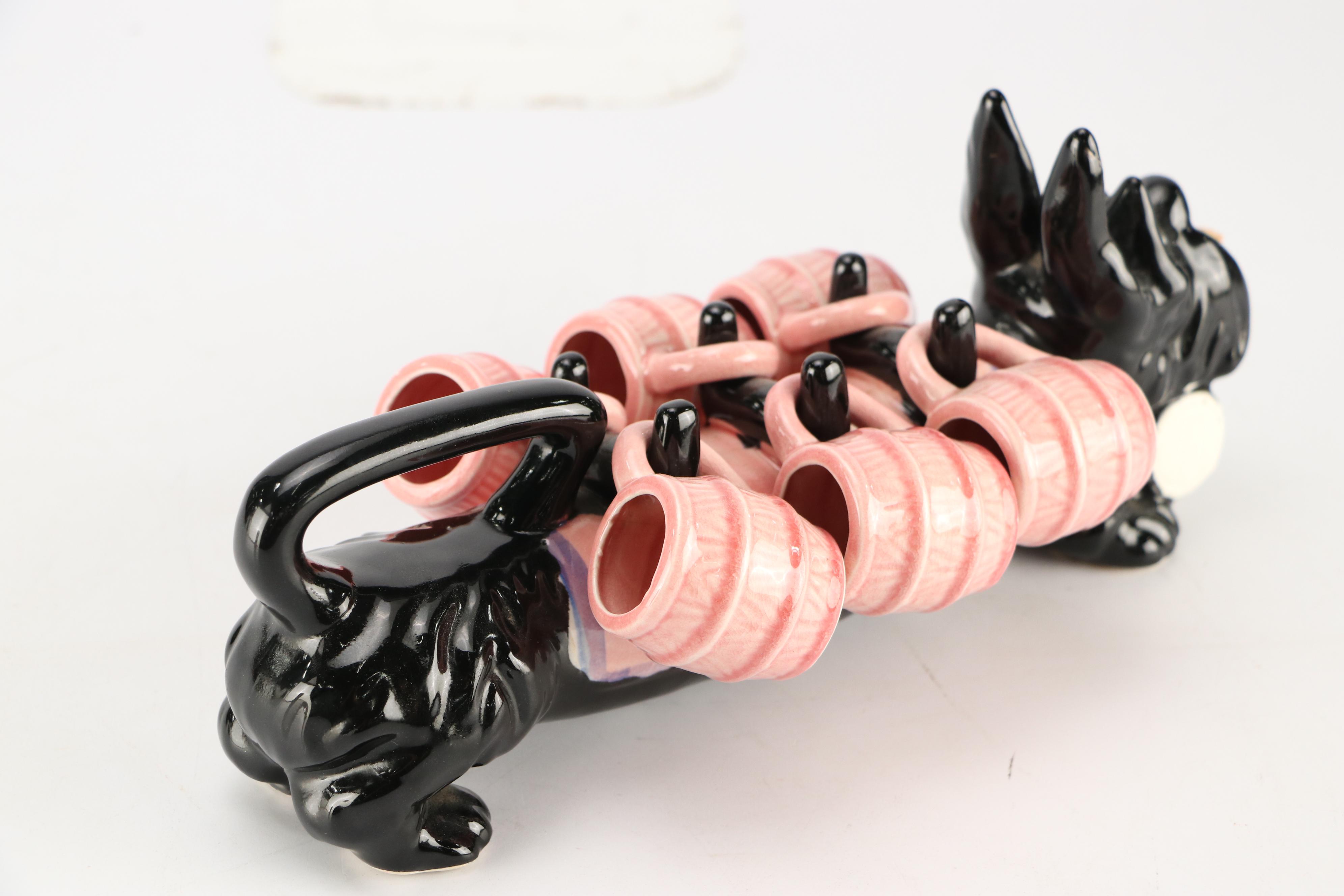 Scottish Terrier Themed Ceramic Table Accessories, Featuring Decanter Set