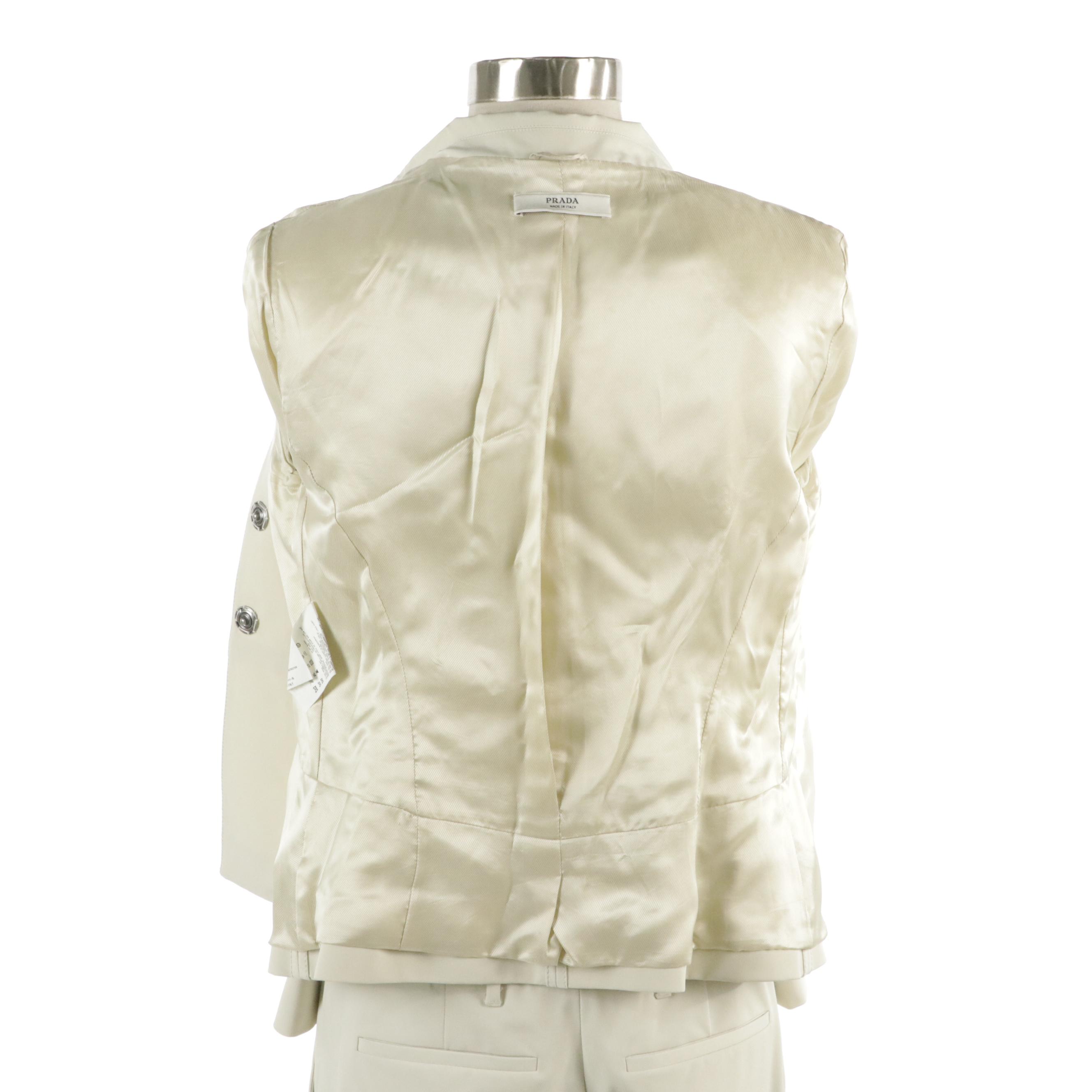 Prada Pantsuit with Snap-Front Jacket and Flat-Front Cuffed Trousers