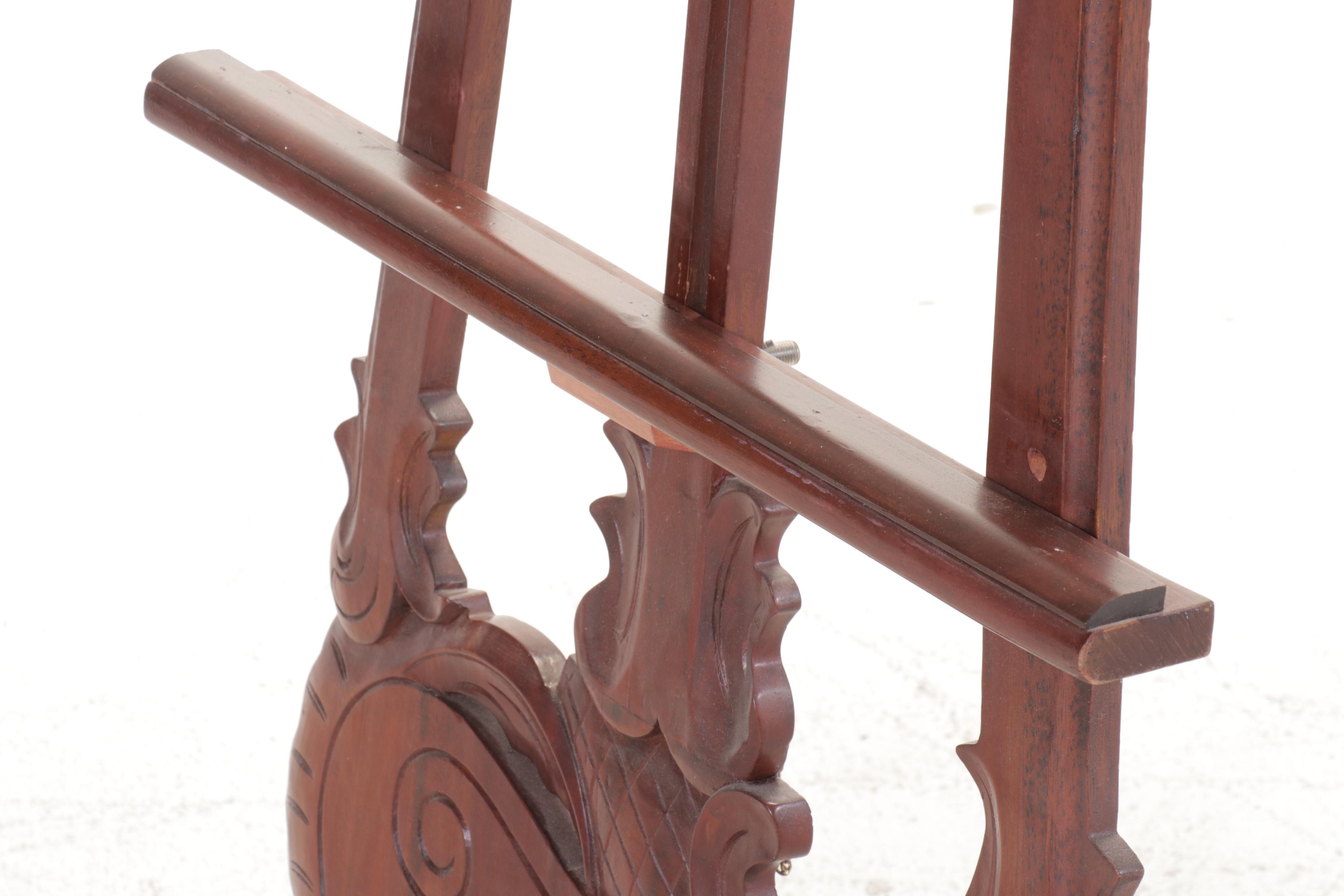 Art Nouveau Style Carved Mahogany Easel, 20th Century