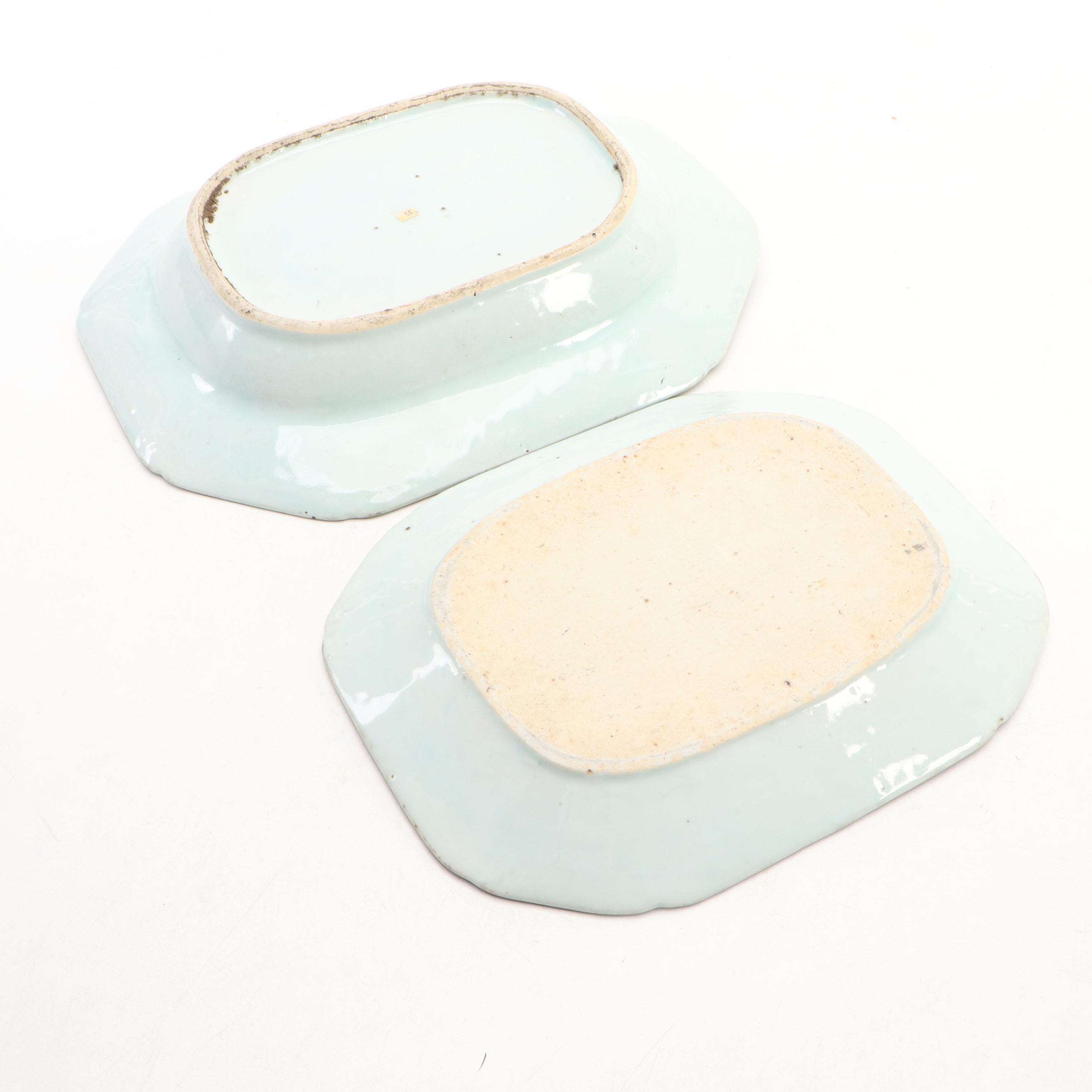 Chinese Export Porcelain Canton Warming Plate with Platters and Plate